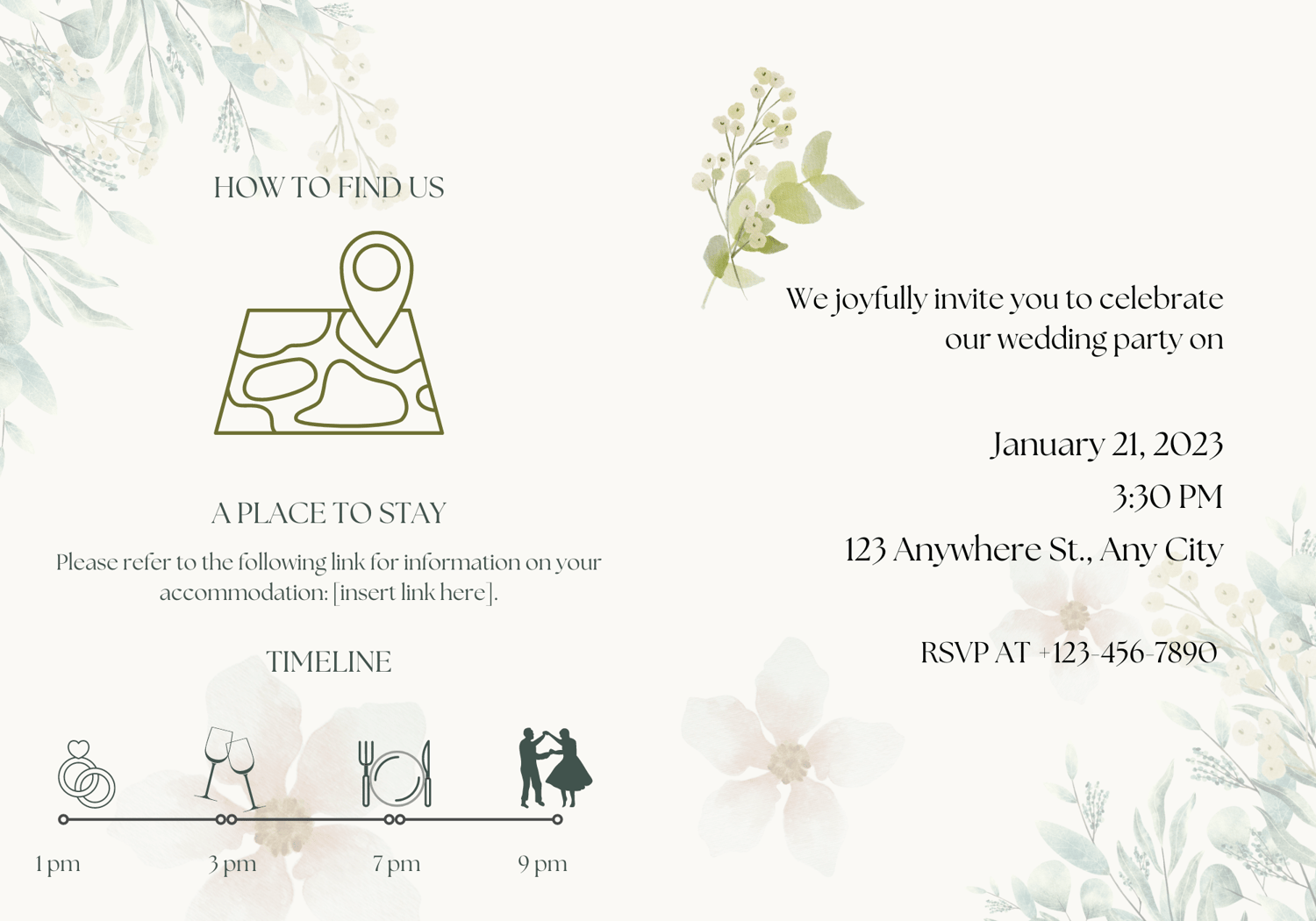 Fresh Elegance Invitation | Customizable Canva Template | Digital Download. Inside