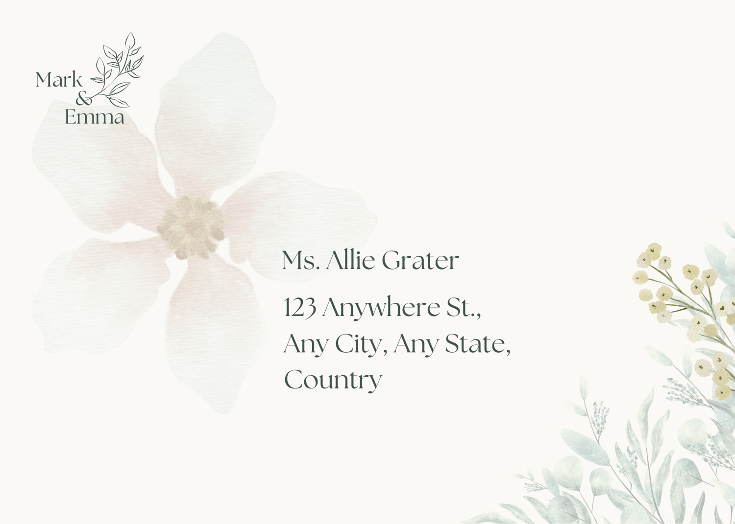Fresh Elegance Invitation Envelope | Customizable Canva Template | Digital Download. Design