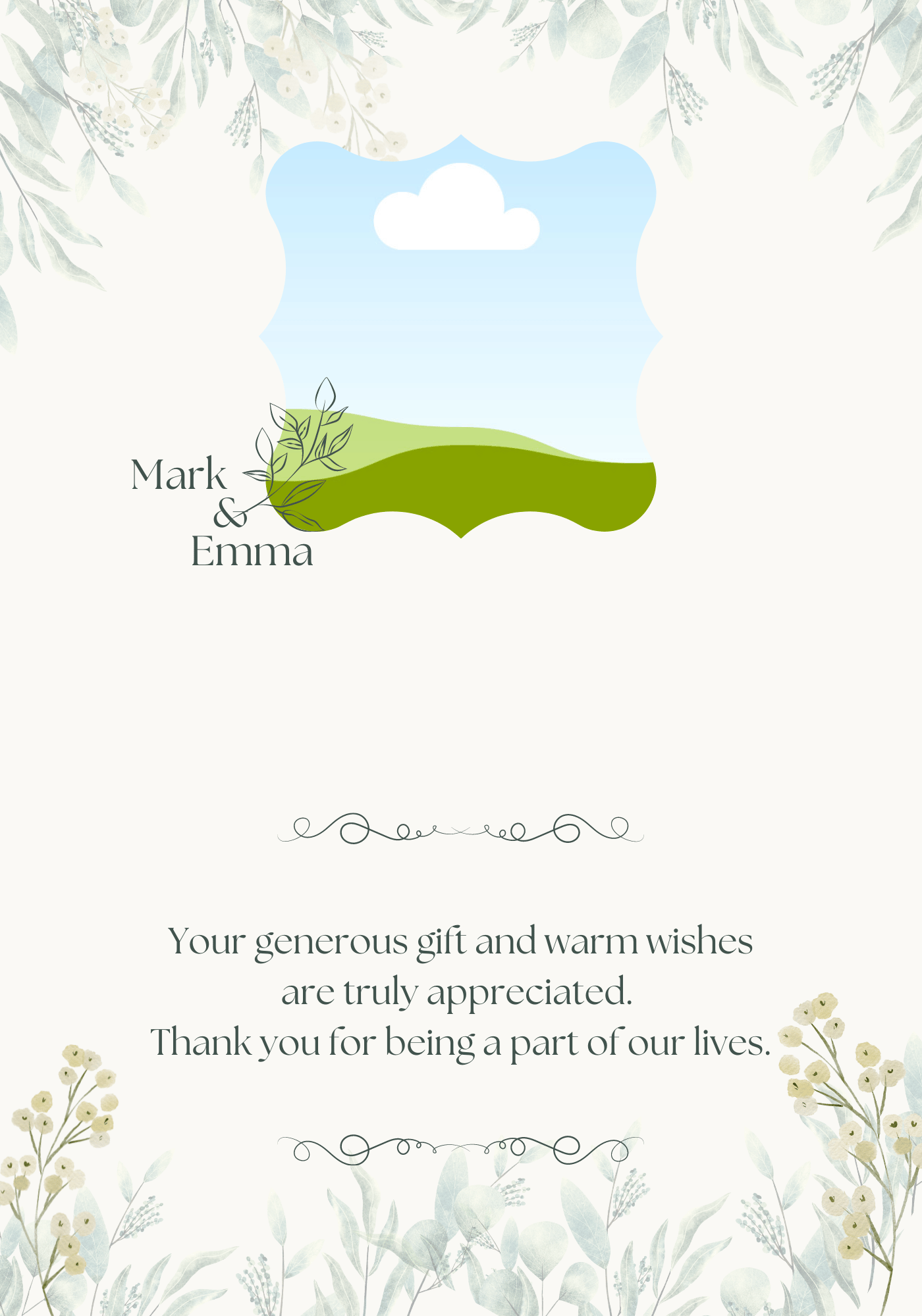 Fresh Elegance Folded Card Landscape | Customizable Canva Template | Digital. Inside design