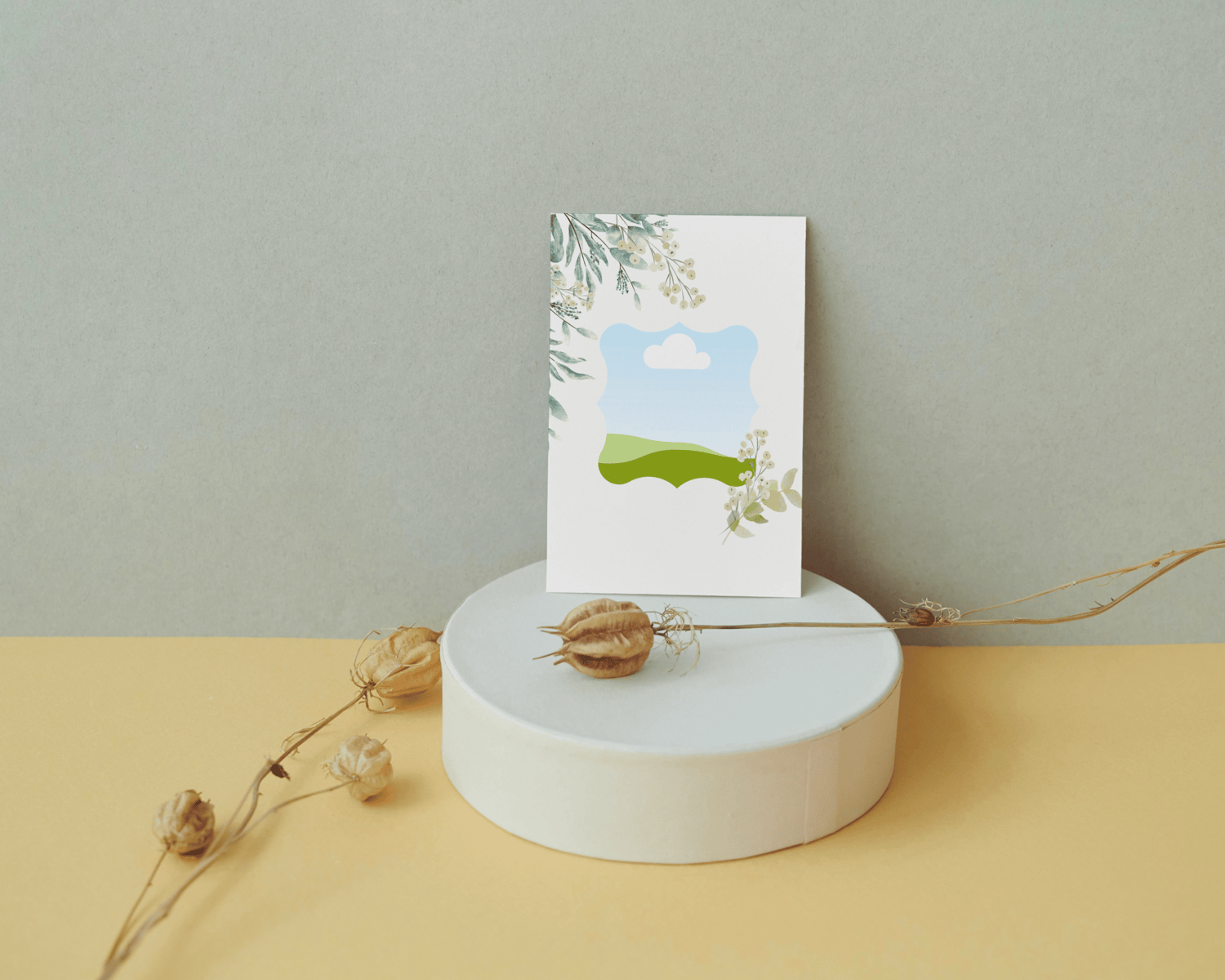 Fresh Elegance Folded Card Portrait | Customizable Canva Template | Digital. Mock outside back