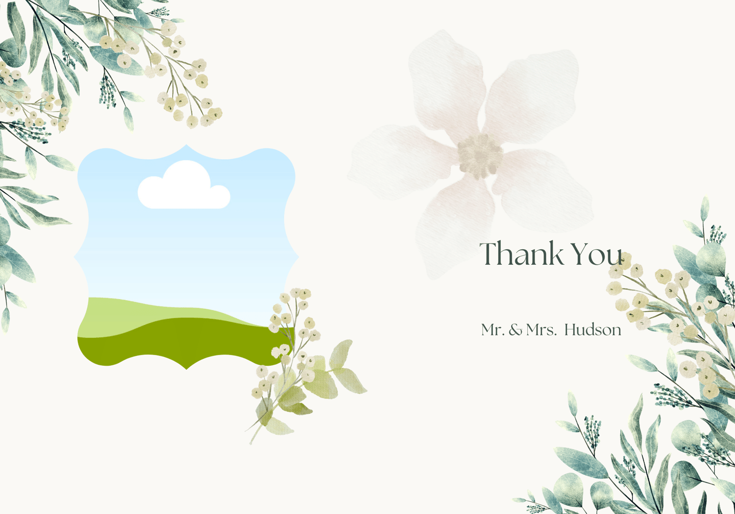 Fresh Elegance Folded Card Portrait | Customizable Canva Template | Digital. Outside design