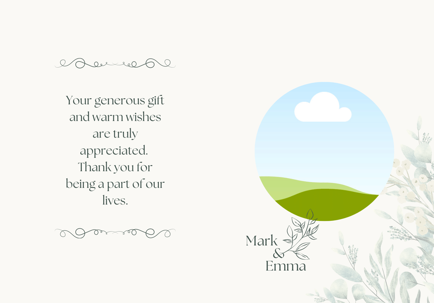 Fresh Elegance Folded Card Portrait | Customizable Canva Template | Digital. Inside design