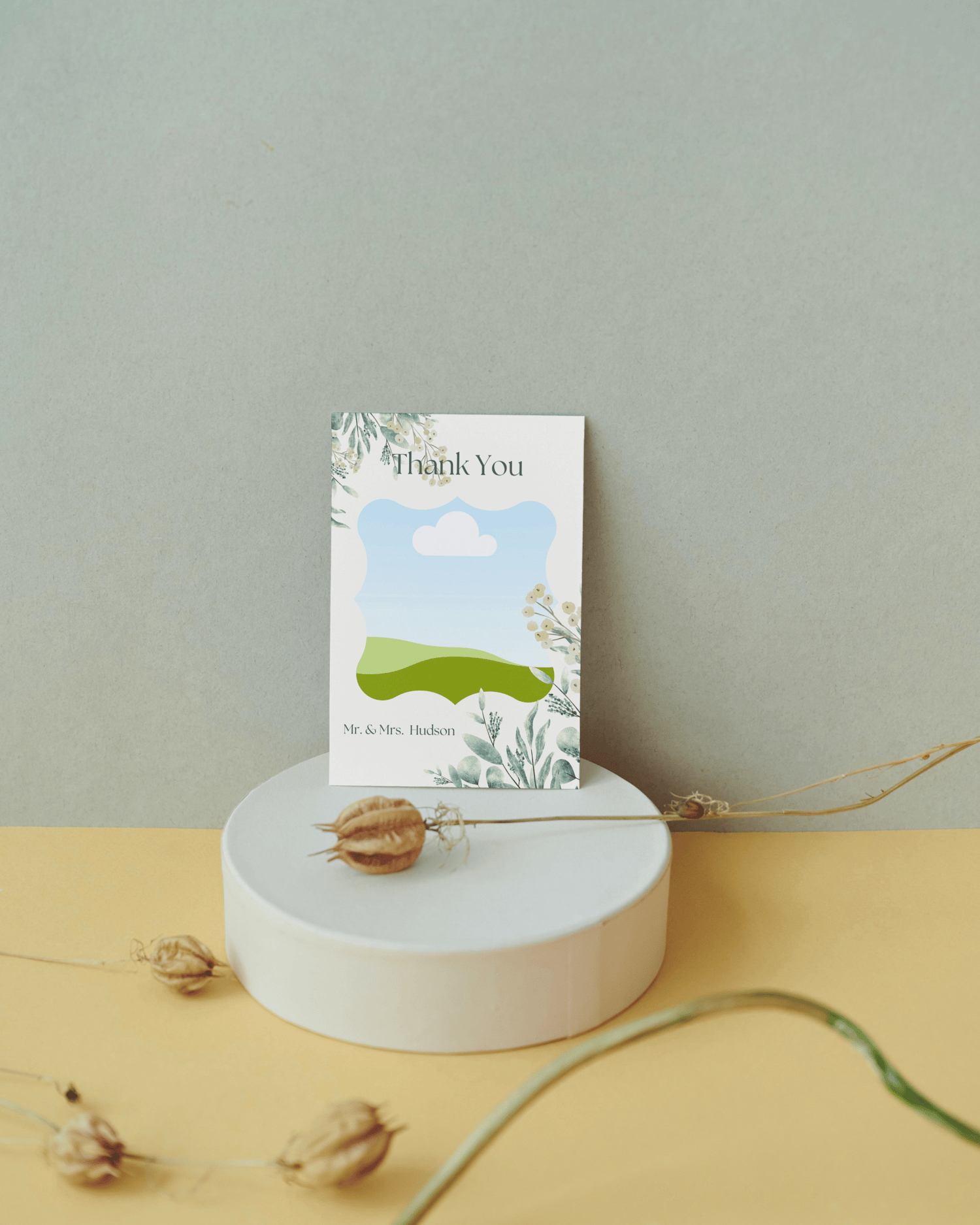 Fresh Elegance Postcard Portrait | Customizable Canva Template | Digital Download. Mock Front