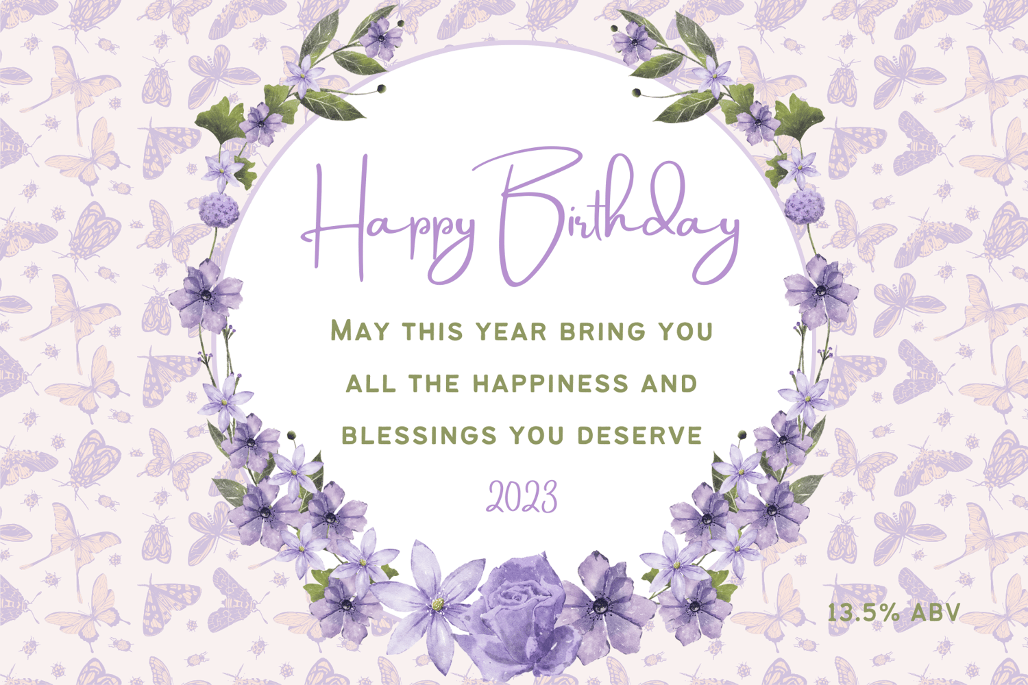 Delicate Purple Floral Frame Sticker Label 6"x4" | Customizable Canva Template | Digital. Design