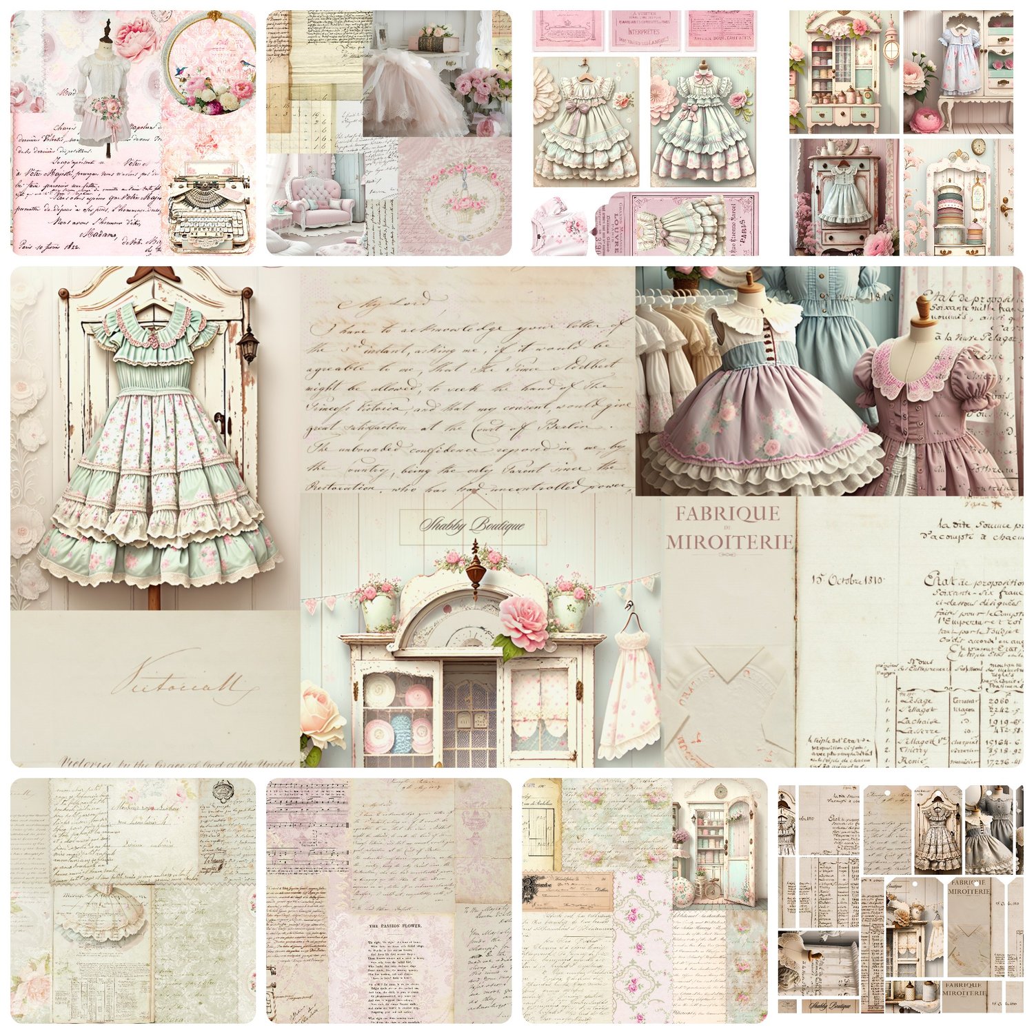 Shabby Chic Boudoir Printable Junk Journal Book Pages