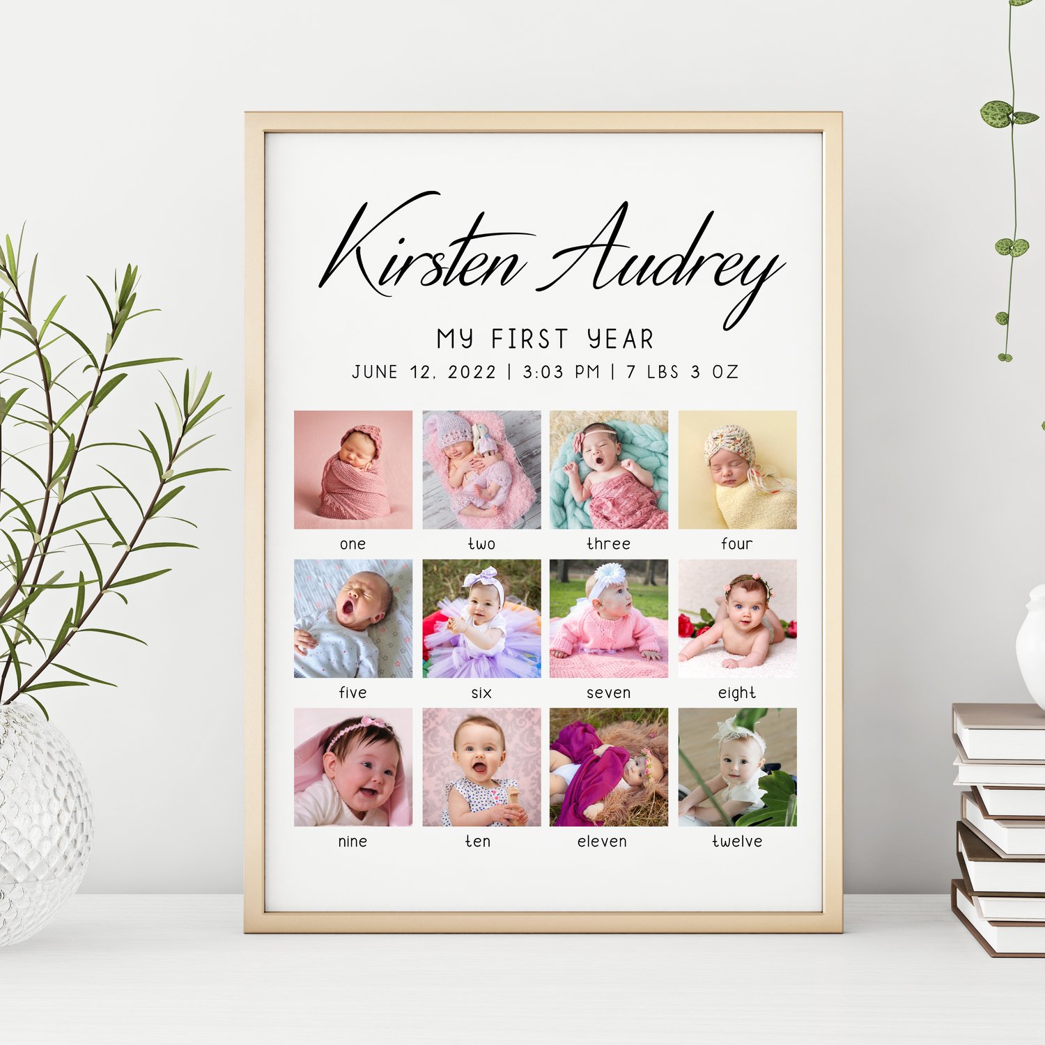 Baby First Year Picture Frame Collage - 11x14