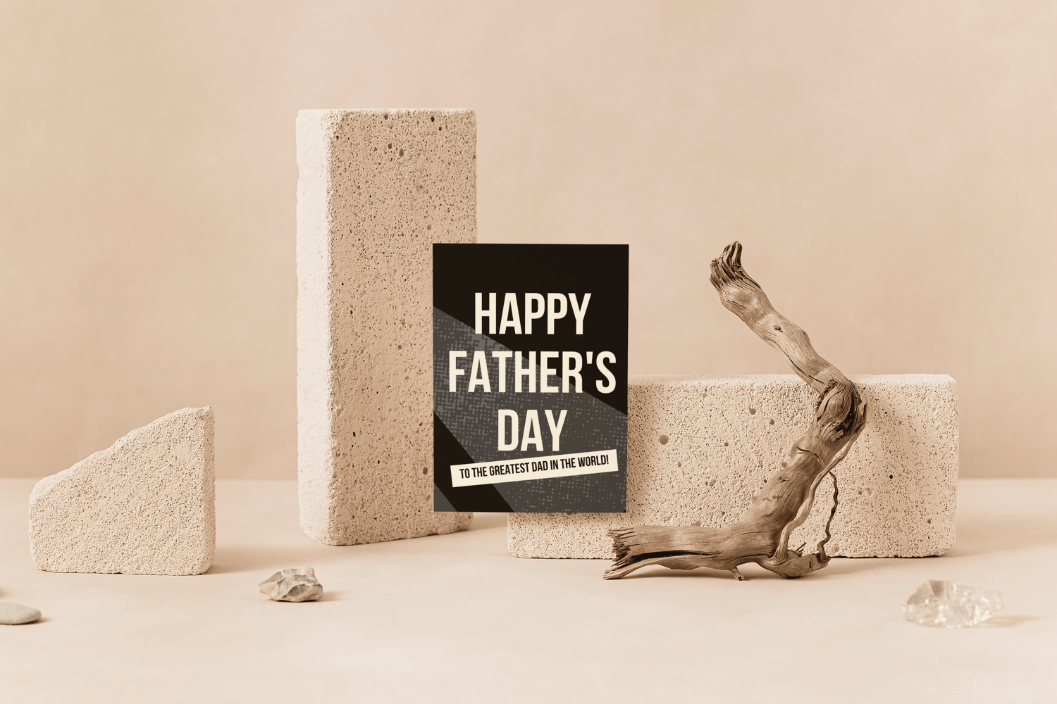 Customizable Father's Day Card Template - 'The Greatest Dad' and Photo Frames, mock image
