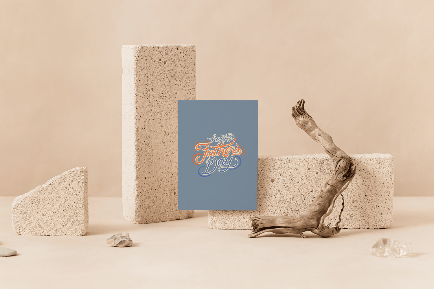 Customizable Father's Day Card Template - 'Happy Father's Day' and Photo Frames, mock image