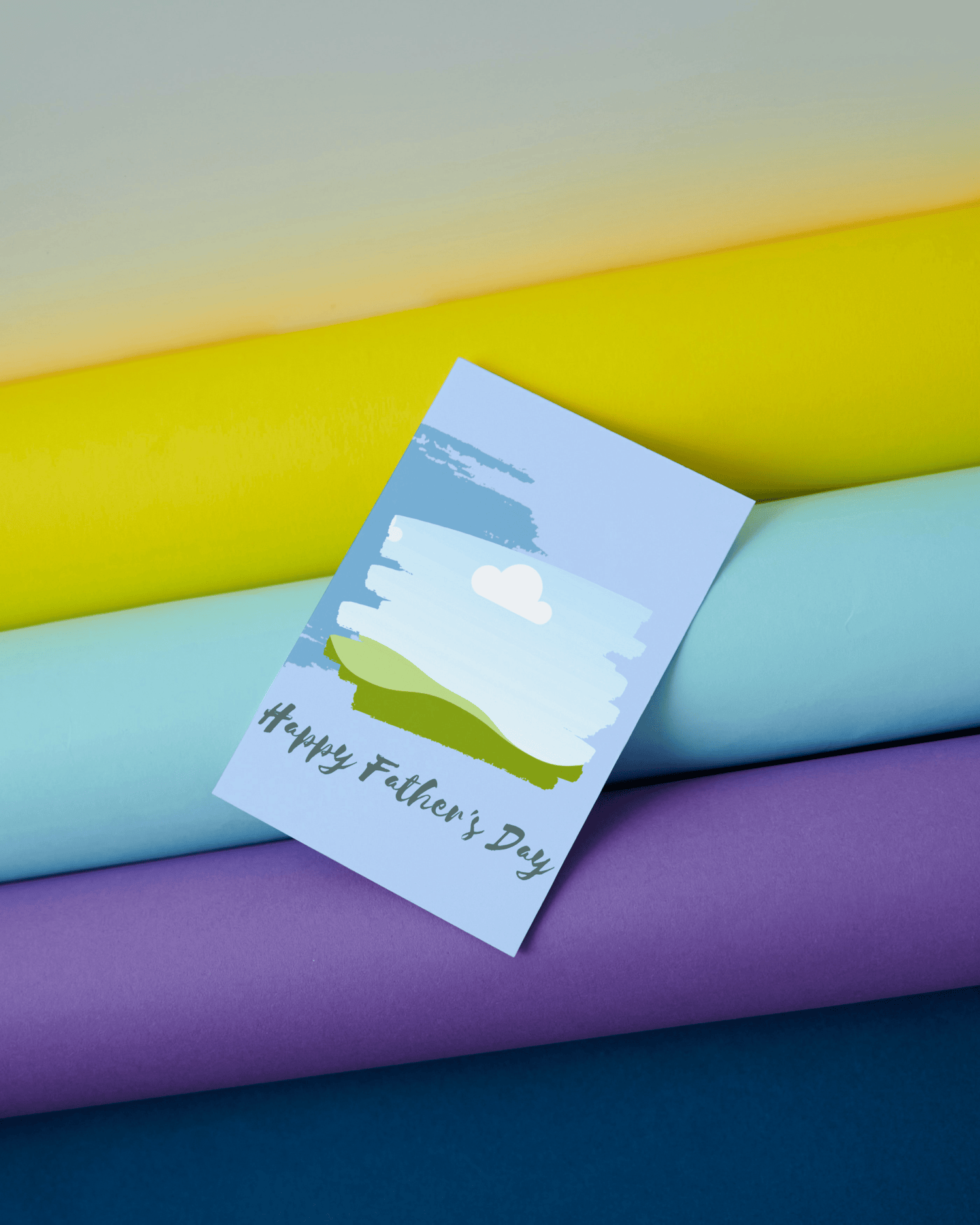 Customizable Father's Day Card Template - 'Best Dad In The World' and Photo Frames, mock image, outside front