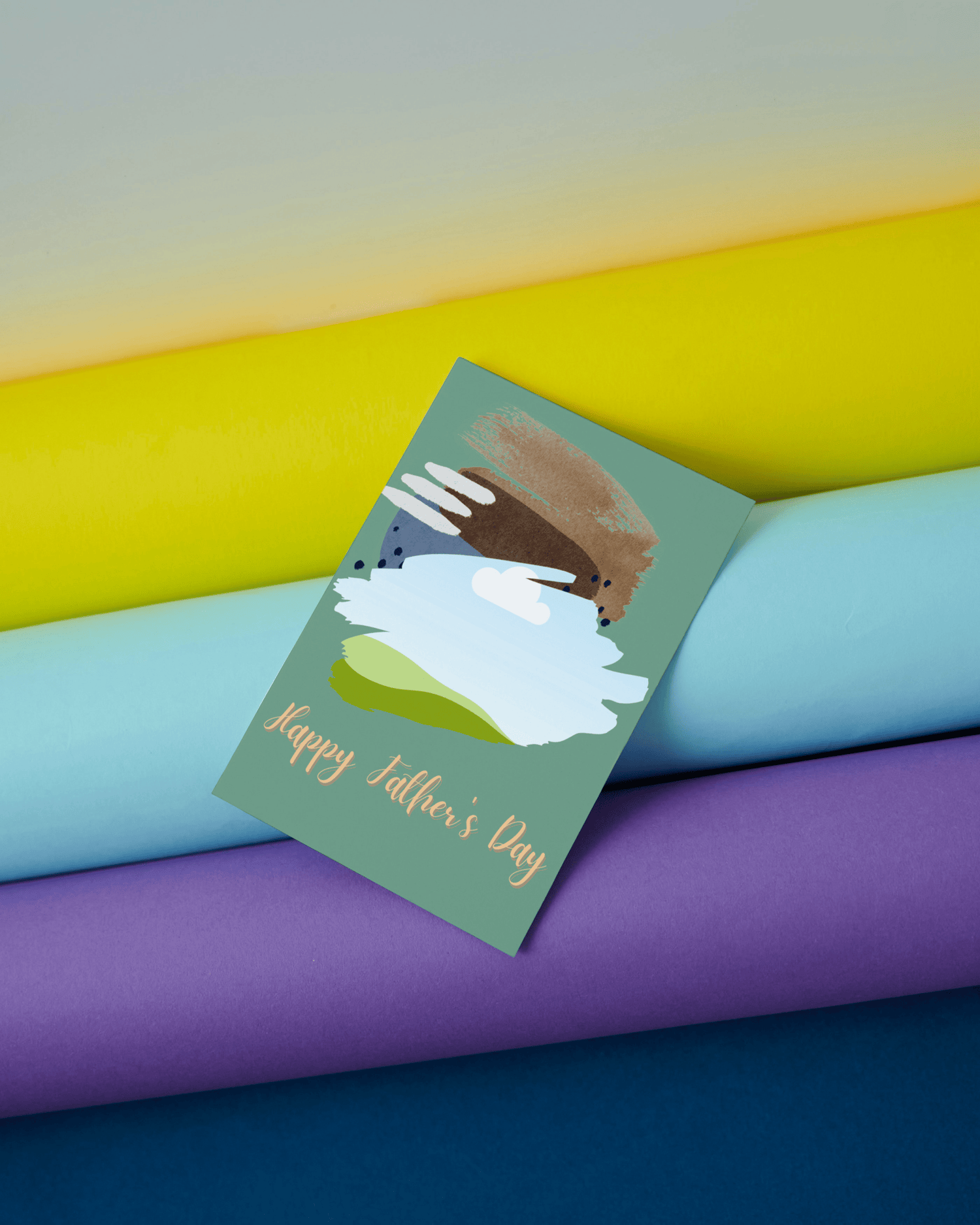Customizable Fathers Day Card Template - Number One Dad and Photo Frames, mock image, outside front