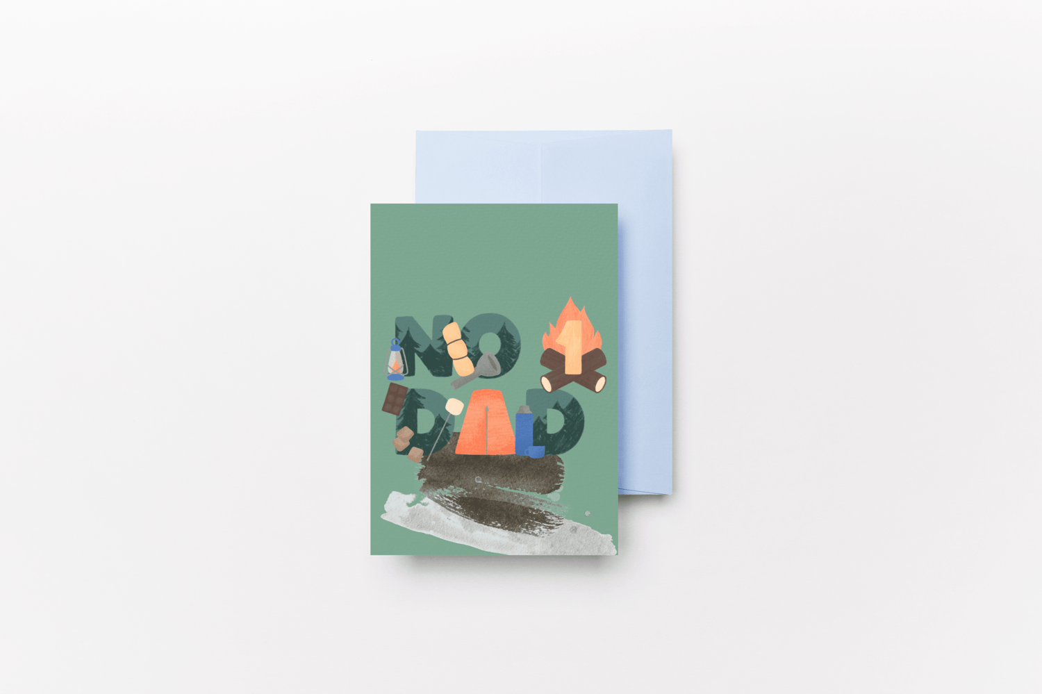 Customizable Fathers Day Card Template - Number One Dad and Photo Frames, mock image, outside back