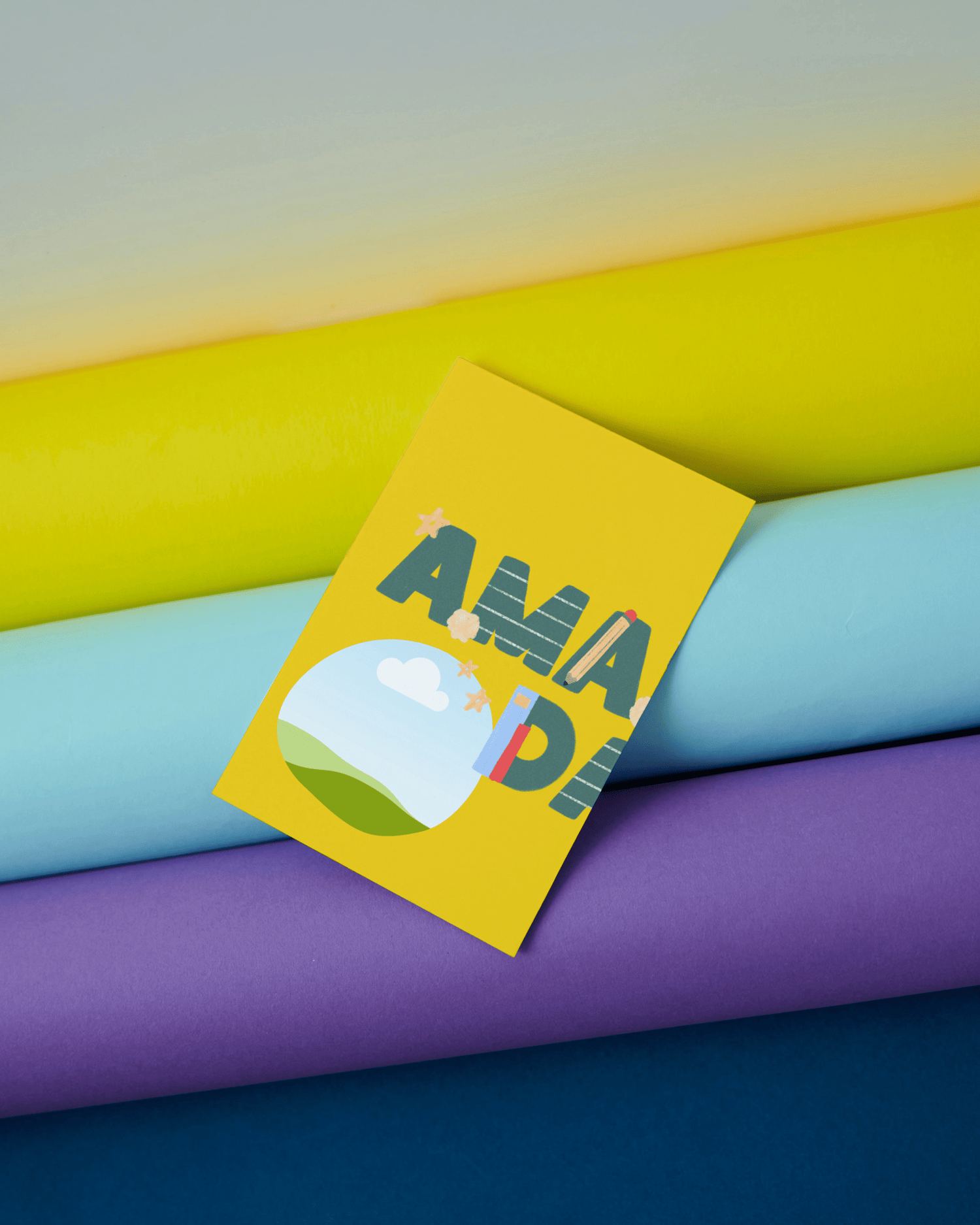 Customizable Father's Day Card Template - 'Amazing Dad' and Photo Frames, mock image, outside back