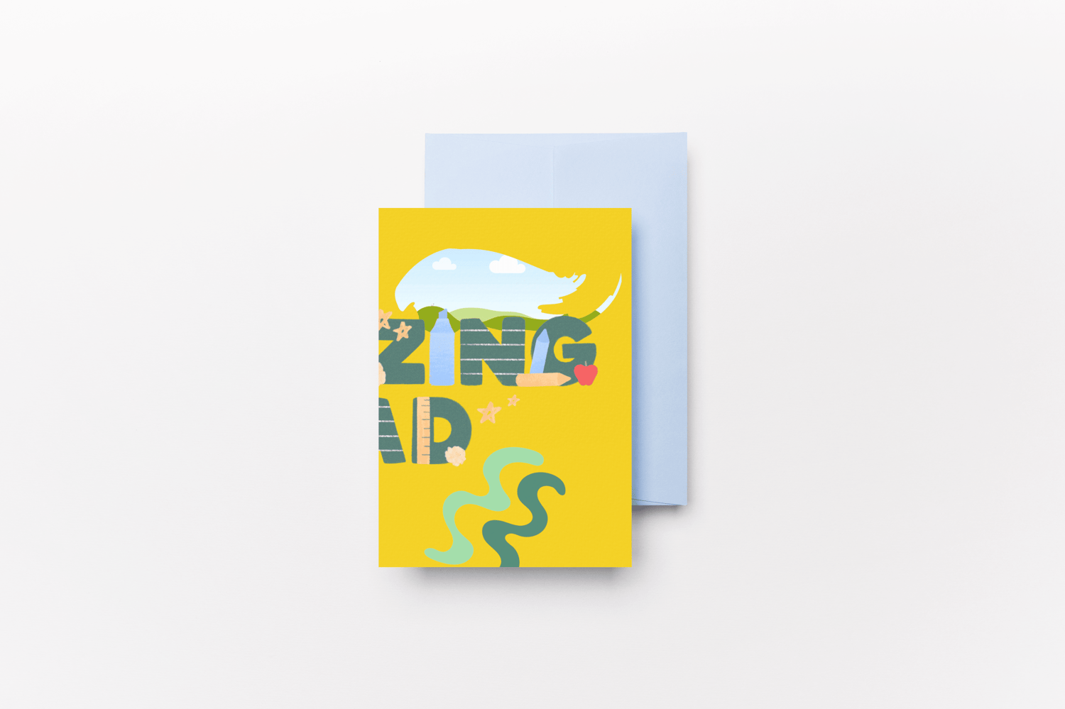 Customizable Father's Day Card Template - 'Amazing Dad' and Photo Frames, mock image, outside front