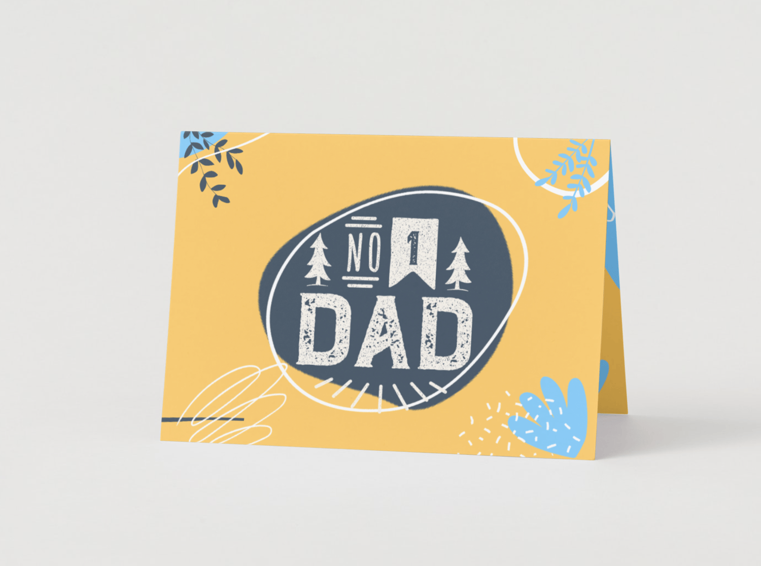 Customizable Father's Day Card Template - 'No 1 Dad' and Photo Frames, Landscape, mock image, outside front