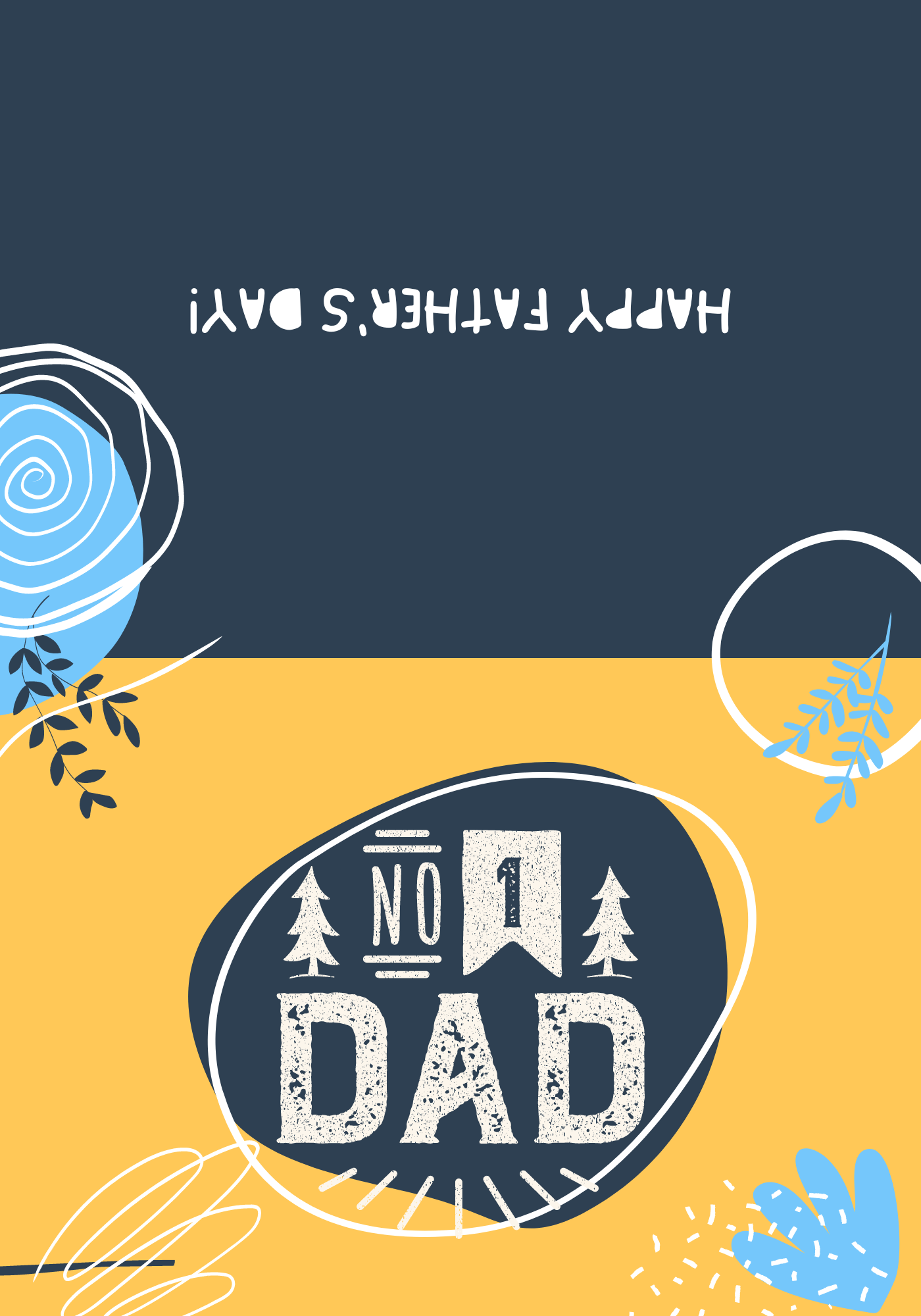 Customizable Father's Day Card Template - 'No 1 Dad' and Photo Frames, Landscape, outside