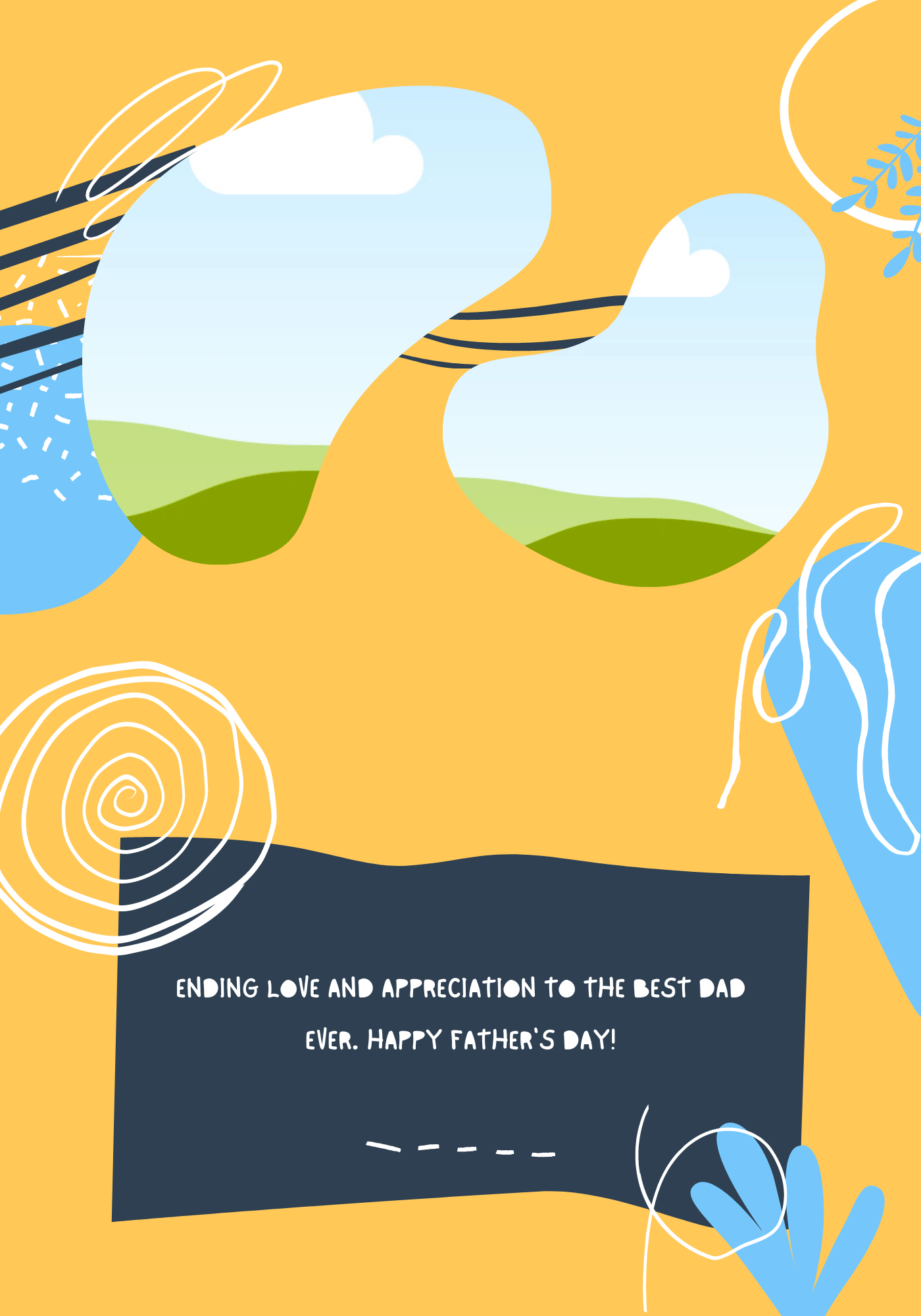 Customizable Father's Day Card Template - 'No 1 Dad' and Photo Frames, Landscape, inside