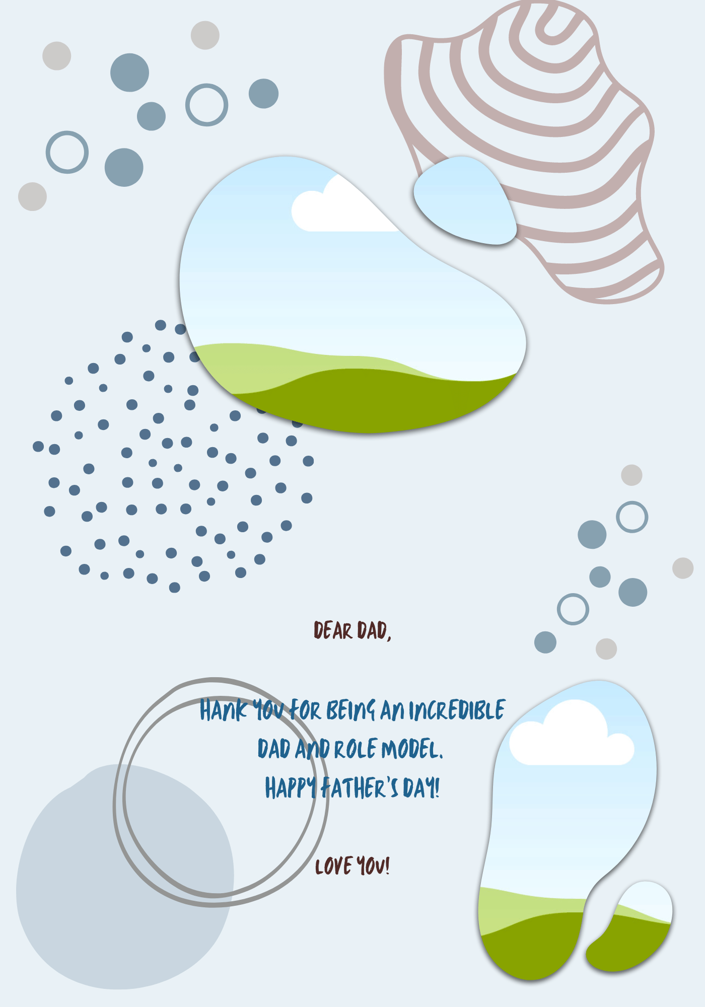 Customizable Father's Day Card Template - 'The Greatest of All Time' and Photo Frames, Landscape, inside