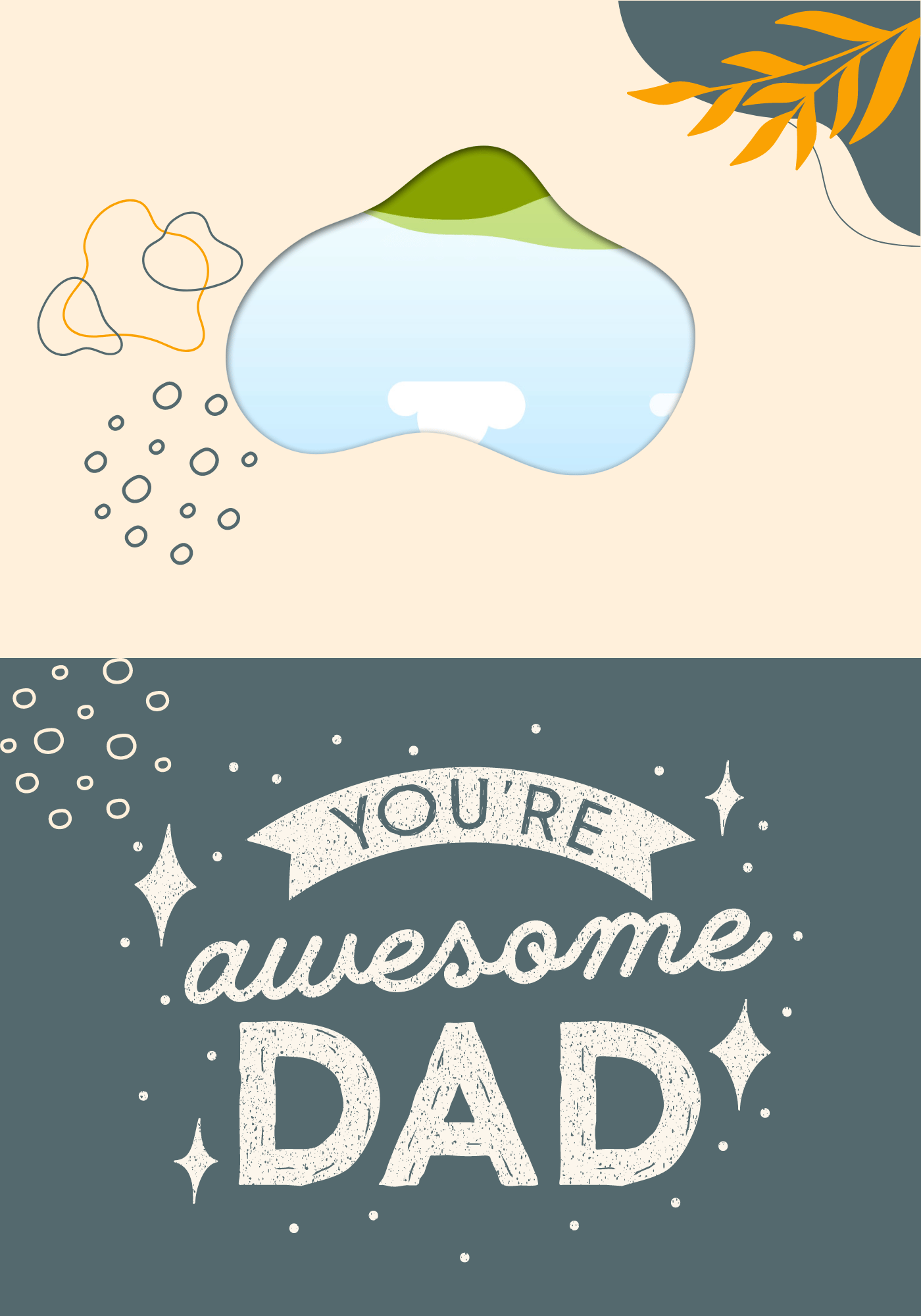 Customizable Father's Day Card Template - 'Awesome Dad' and Photo Frames, Landscape, outside