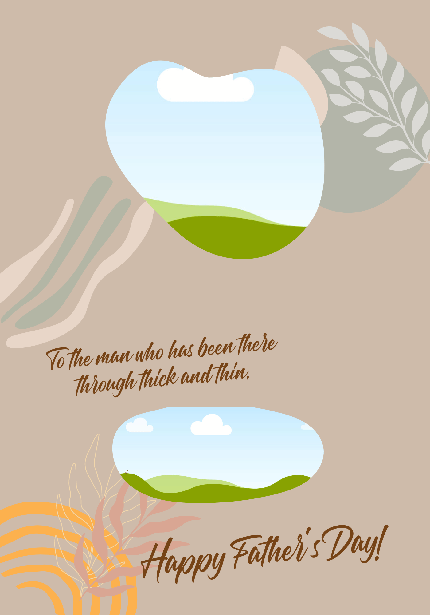 Customizable Father's Day Card Template - 'Thank you Dad' and Photo Frames, Landscape, inside