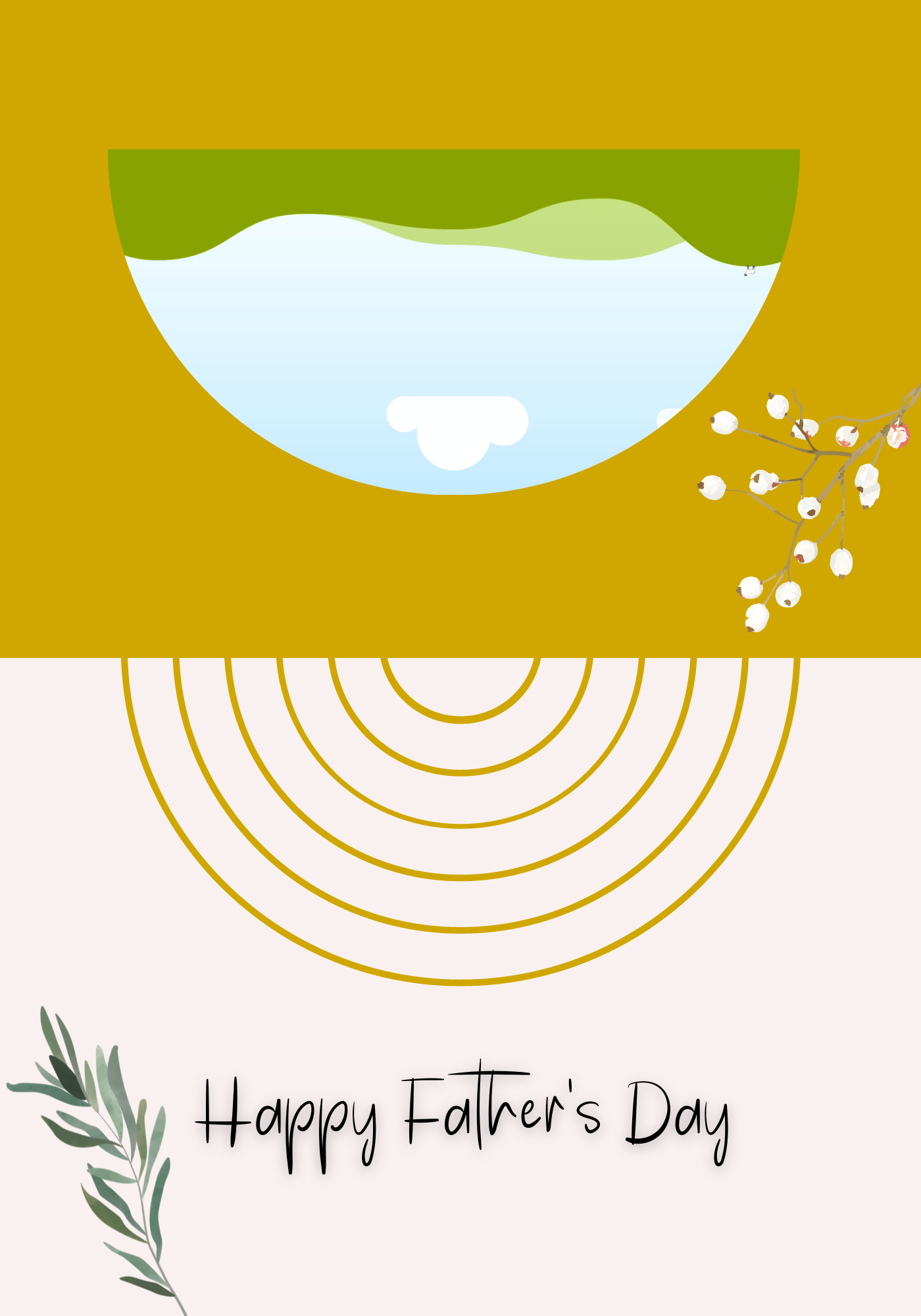 Customizable Father's Day Card Template - 'Semi Circle Shape' and Photo Frames, Landscape, outside