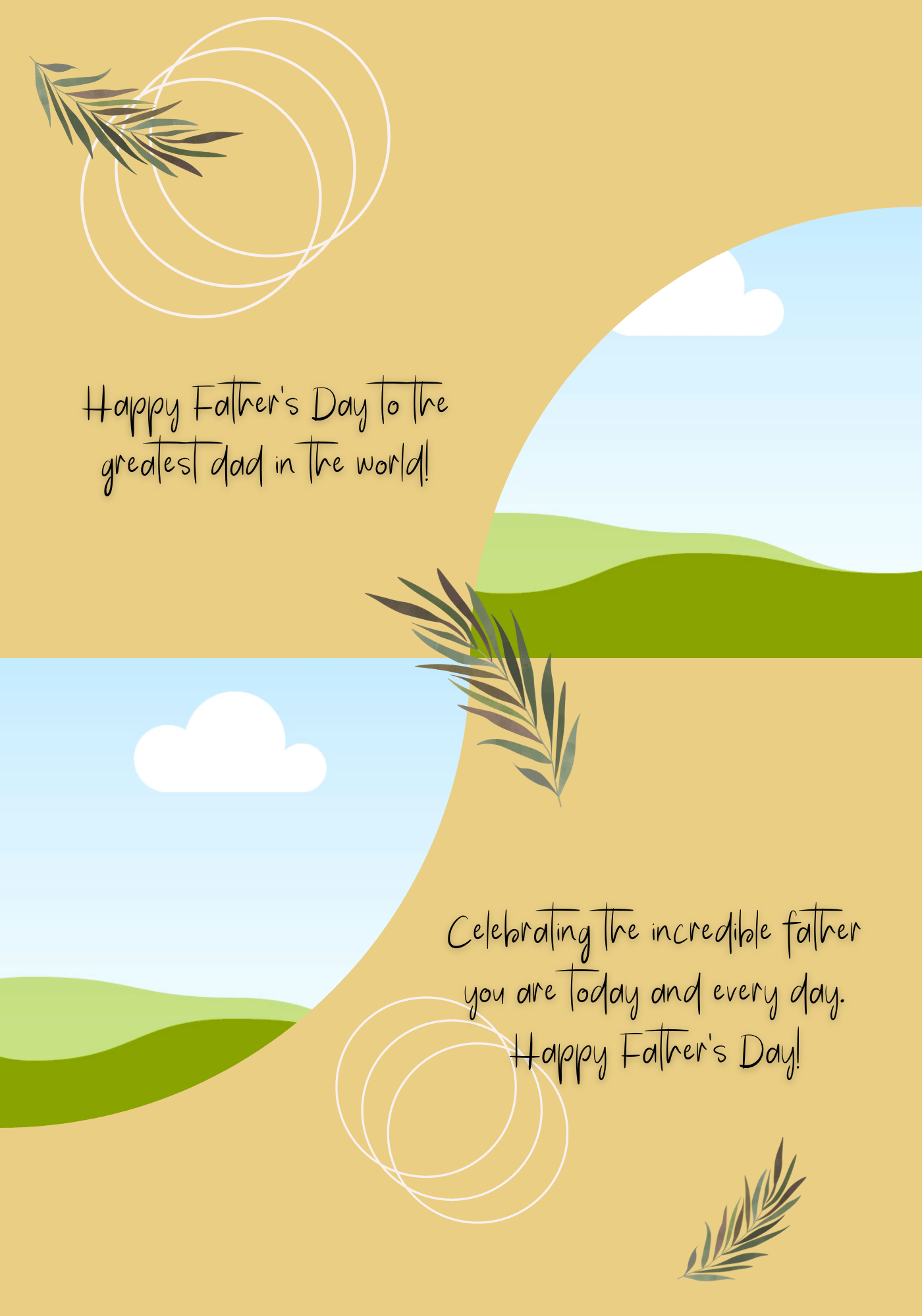 Customizable Father's Day Card Template - 'Semi Circle Shape' and Photo Frames, Landscape, inside