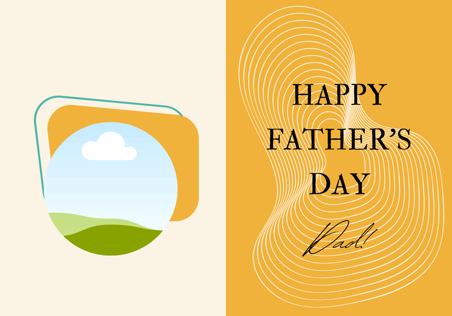 Customizable Father's Day Card Template - 'Geometric Lines' and Photo Frames, Landscape, outside