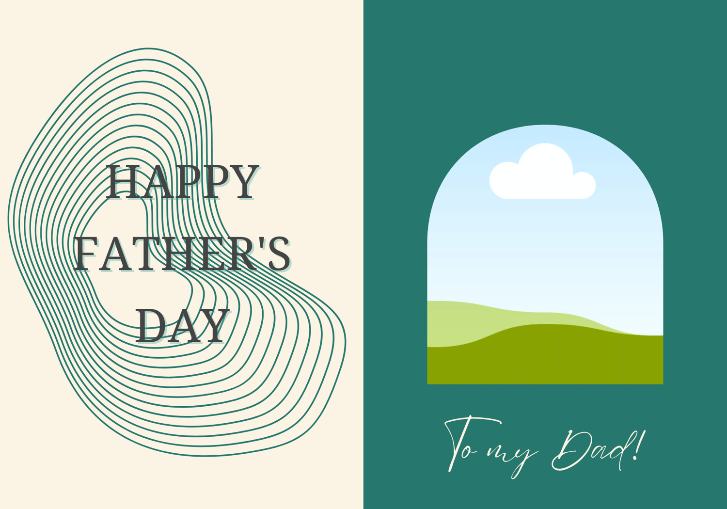 Customizable Father's Day Card Template - 'Lines and Shapes' and Photo Frames, Landscape, outside