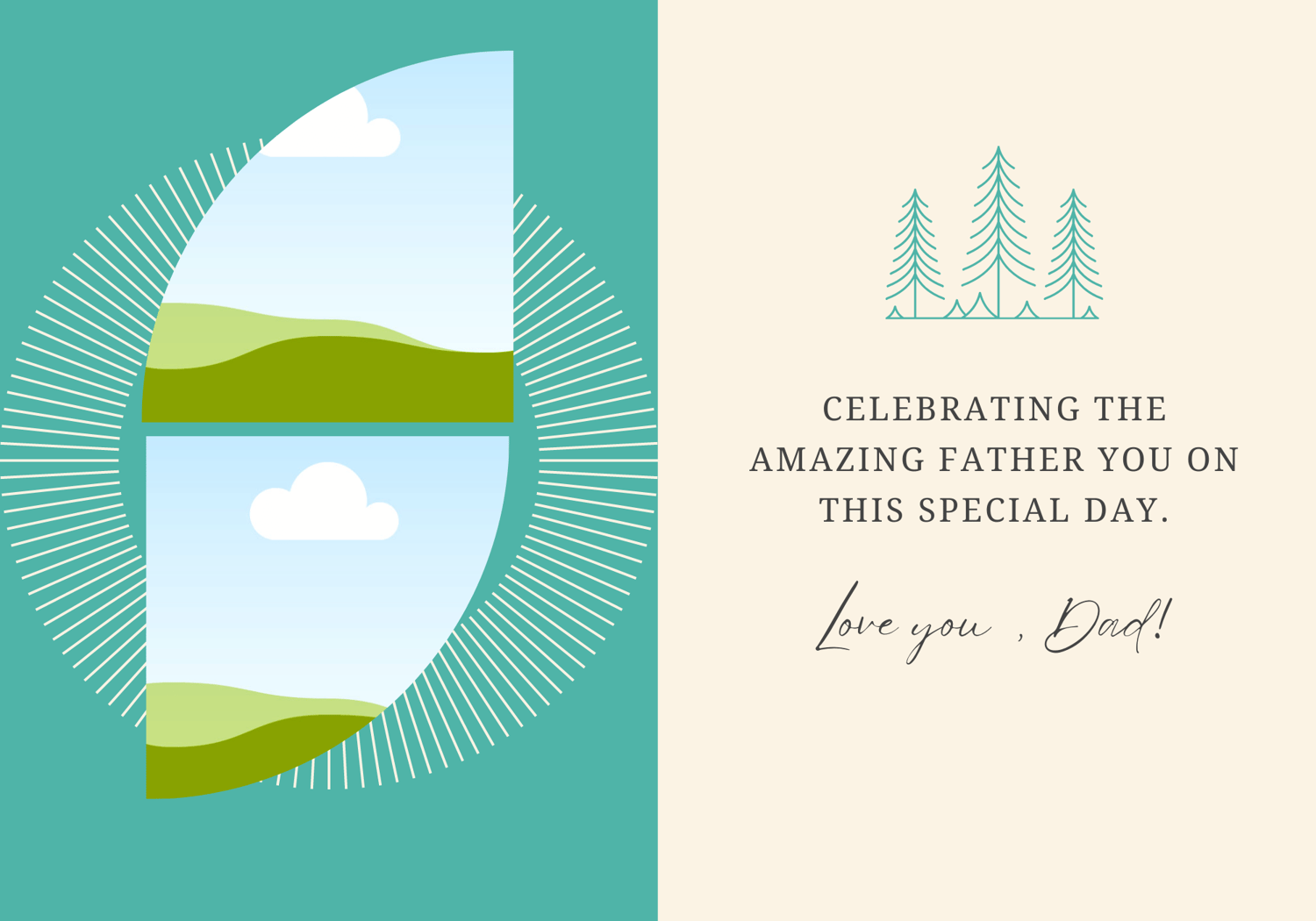 Customizable Father's Day Card Template - 'Lines and Shapes' and Photo Frames, Landscape, inside