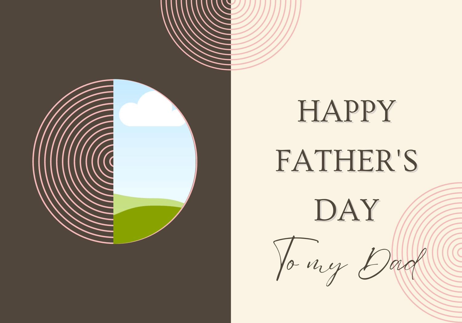Customizable Father's Day Card Template - 'Circle Shape and Lines' and Photo Frames, Landscape, outside