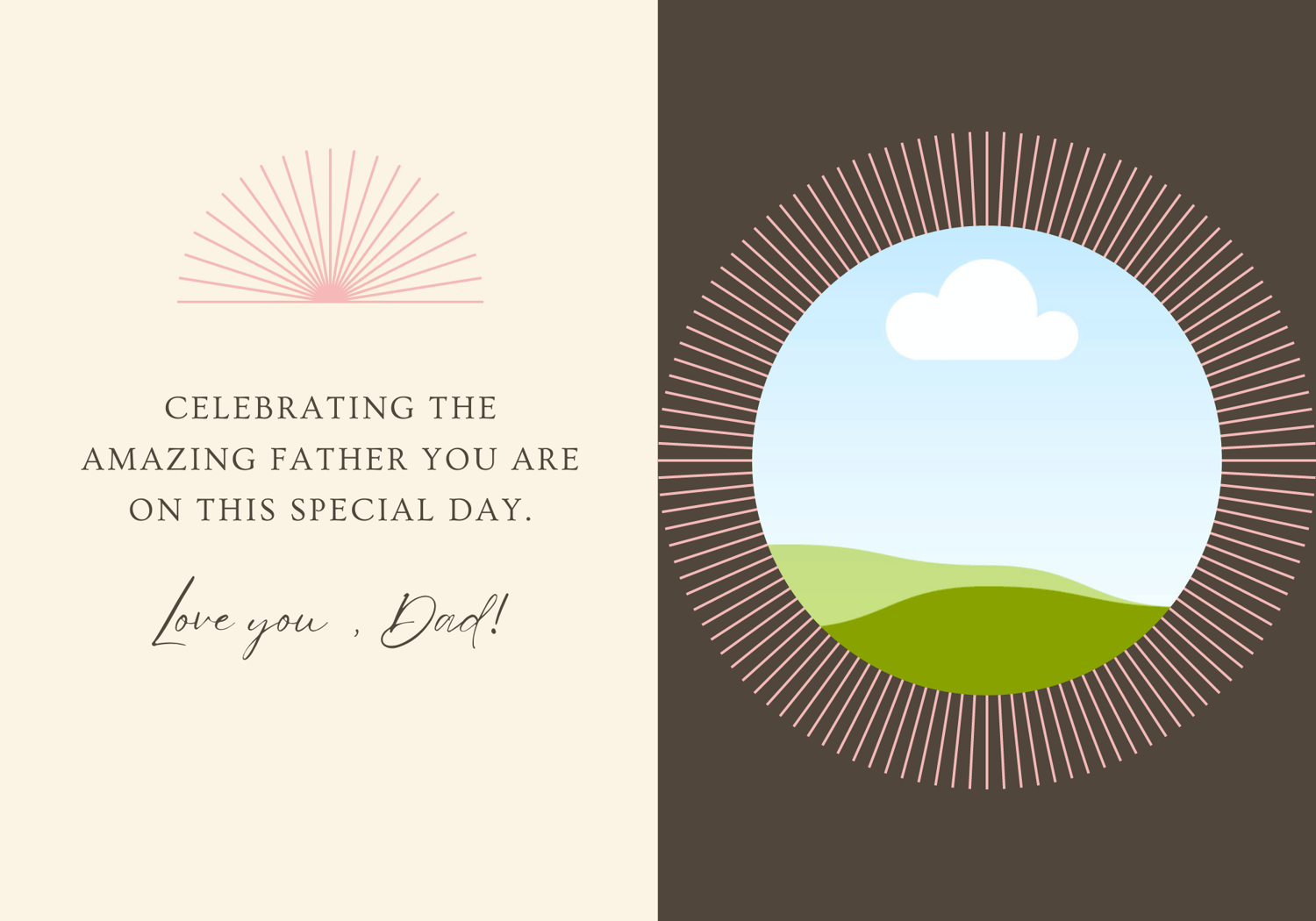 Customizable Father's Day Card Template - 'Circle Shape and Lines' and Photo Frames, Landscape, inside