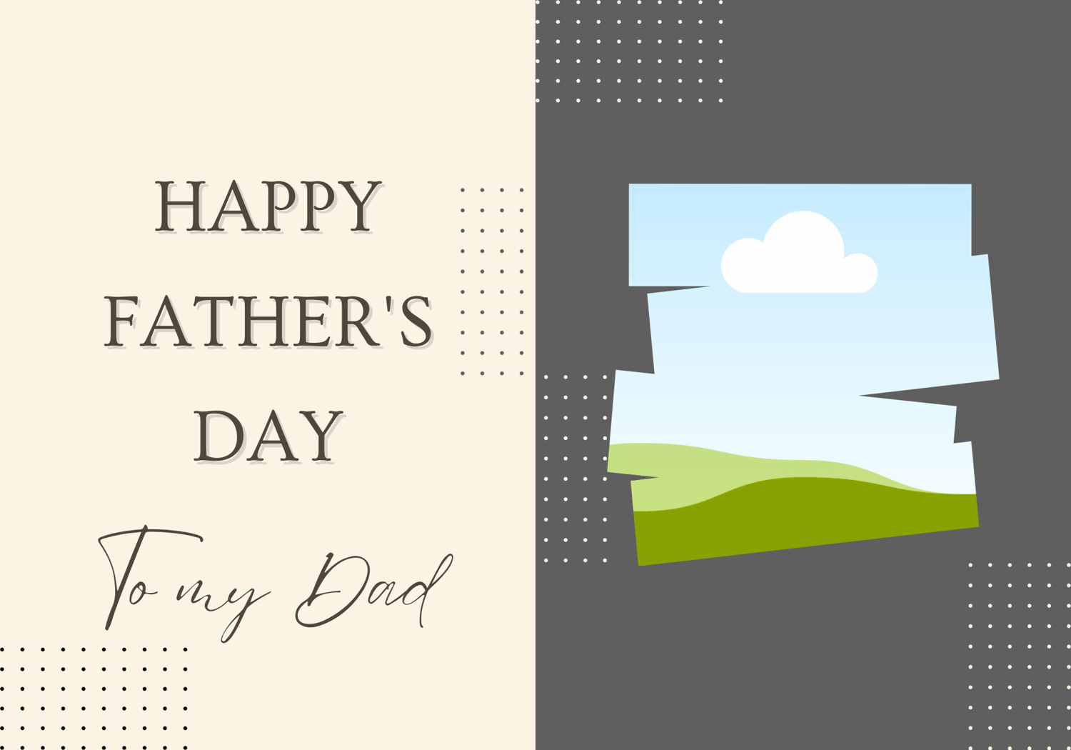 Customizable Father's Day Card Template - 'Dots and Rectangle Shape' and Photo Frames, Landscape, outside