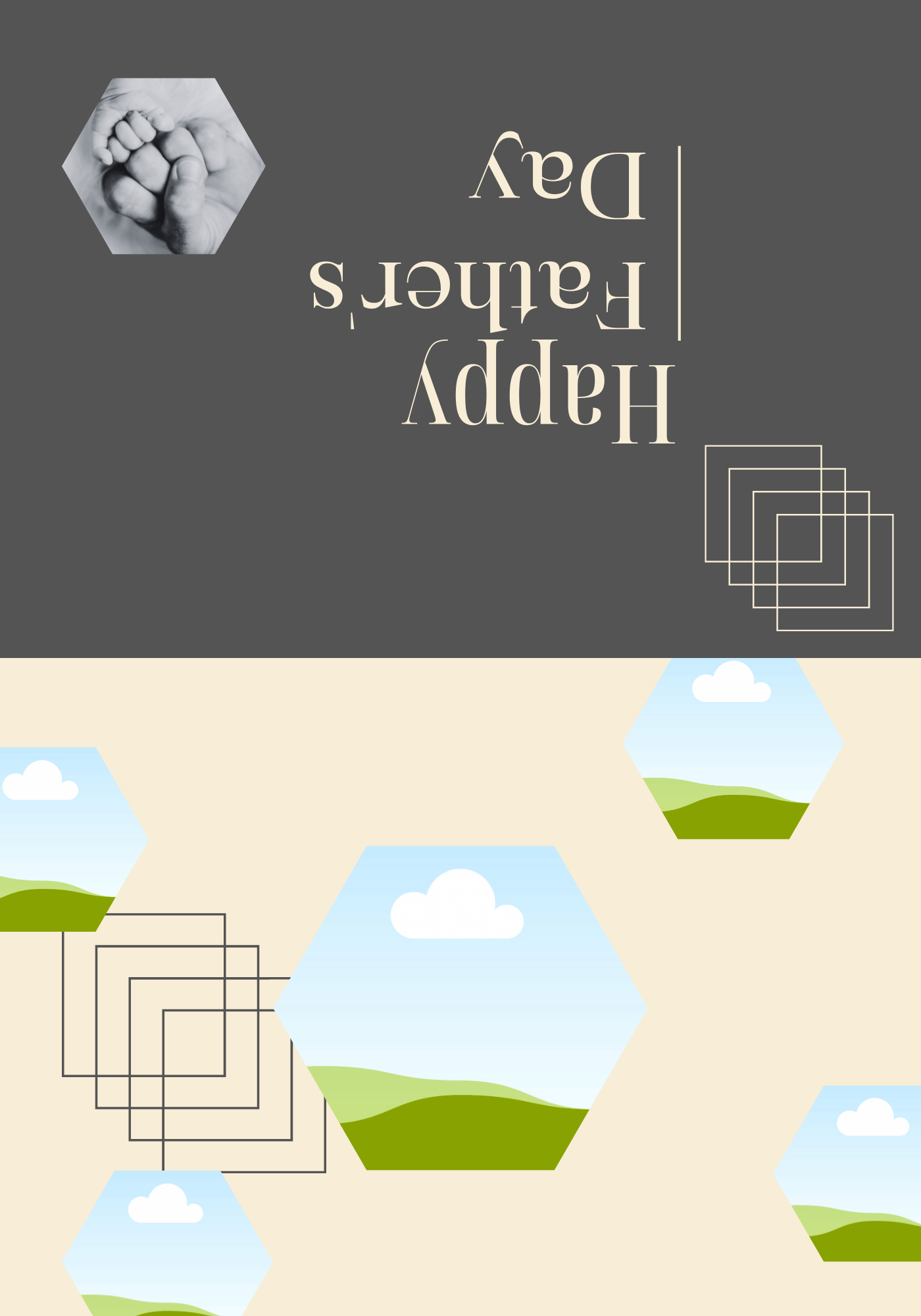 Customizable Father's Day Card Template - 'Geometric Shapes' and Photo Frames, Landscape, outside