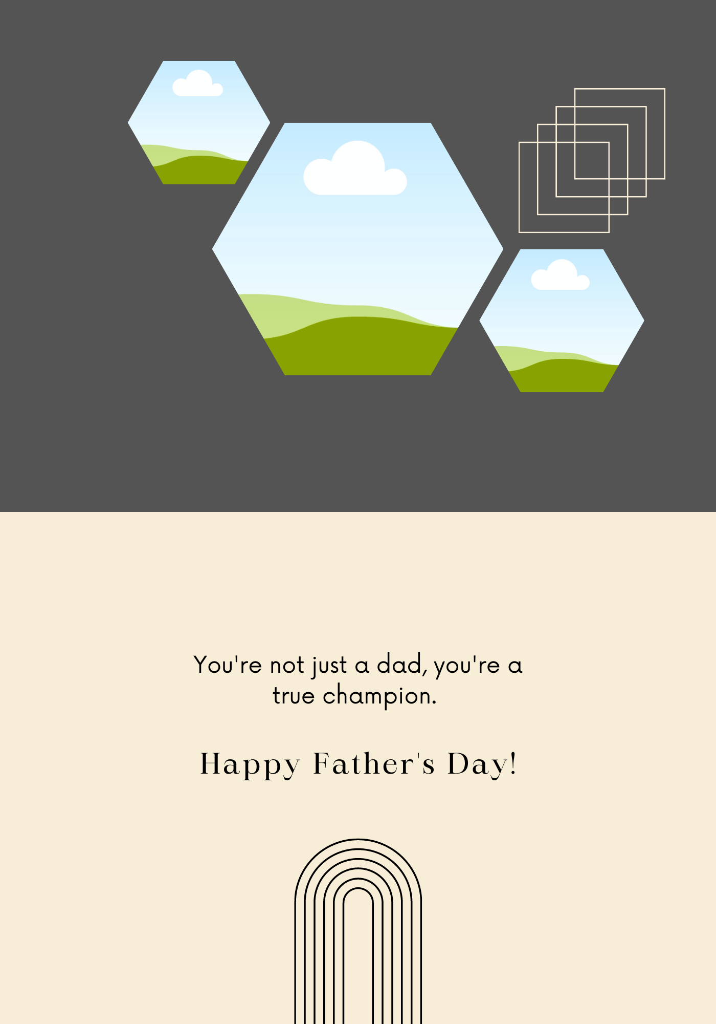 Customizable Father's Day Card Template - 'Geometric Shapes' and Photo Frames, Landscape, inside