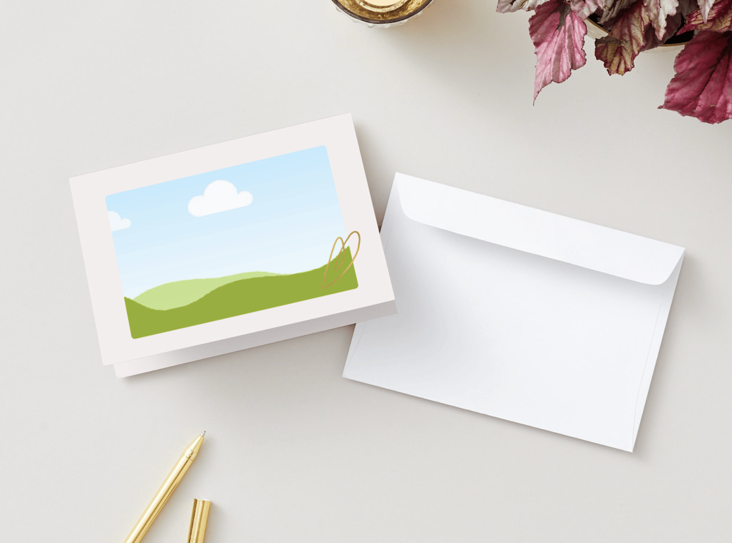 Customizable Father's Day Card Template - 'To My Hero' and Photo Frames, Landscape, mock image, outside front