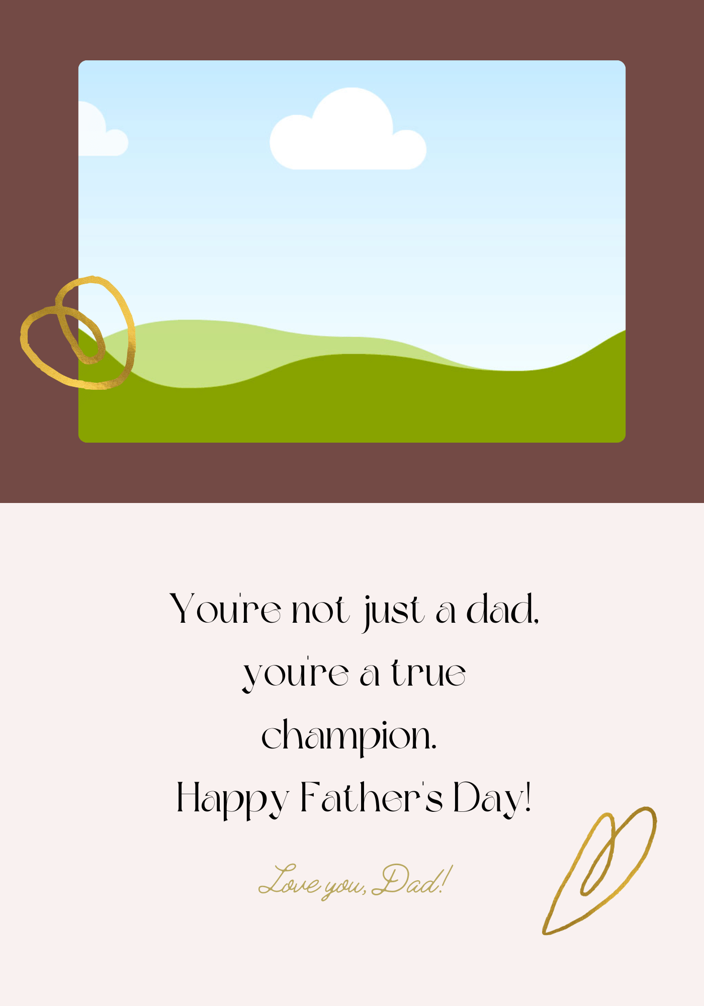 Customizable Father's Day Card Template - 'To My Hero' and Photo Frames, Landscape, inside