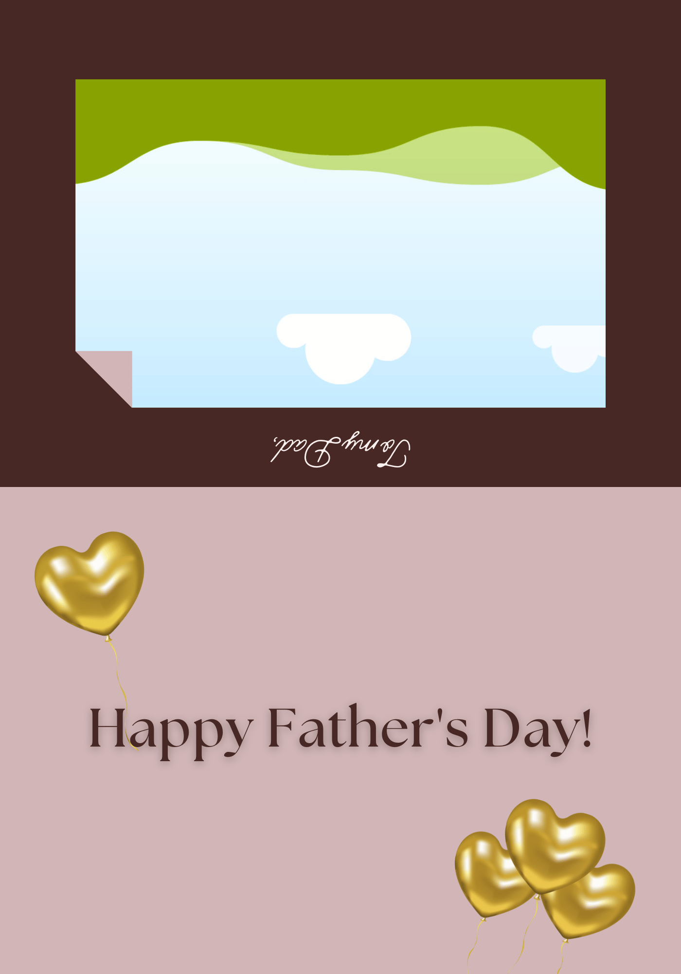 Customizable Father's Day Card Template - 'True Champion' and Photo Frames, Landscape, outside