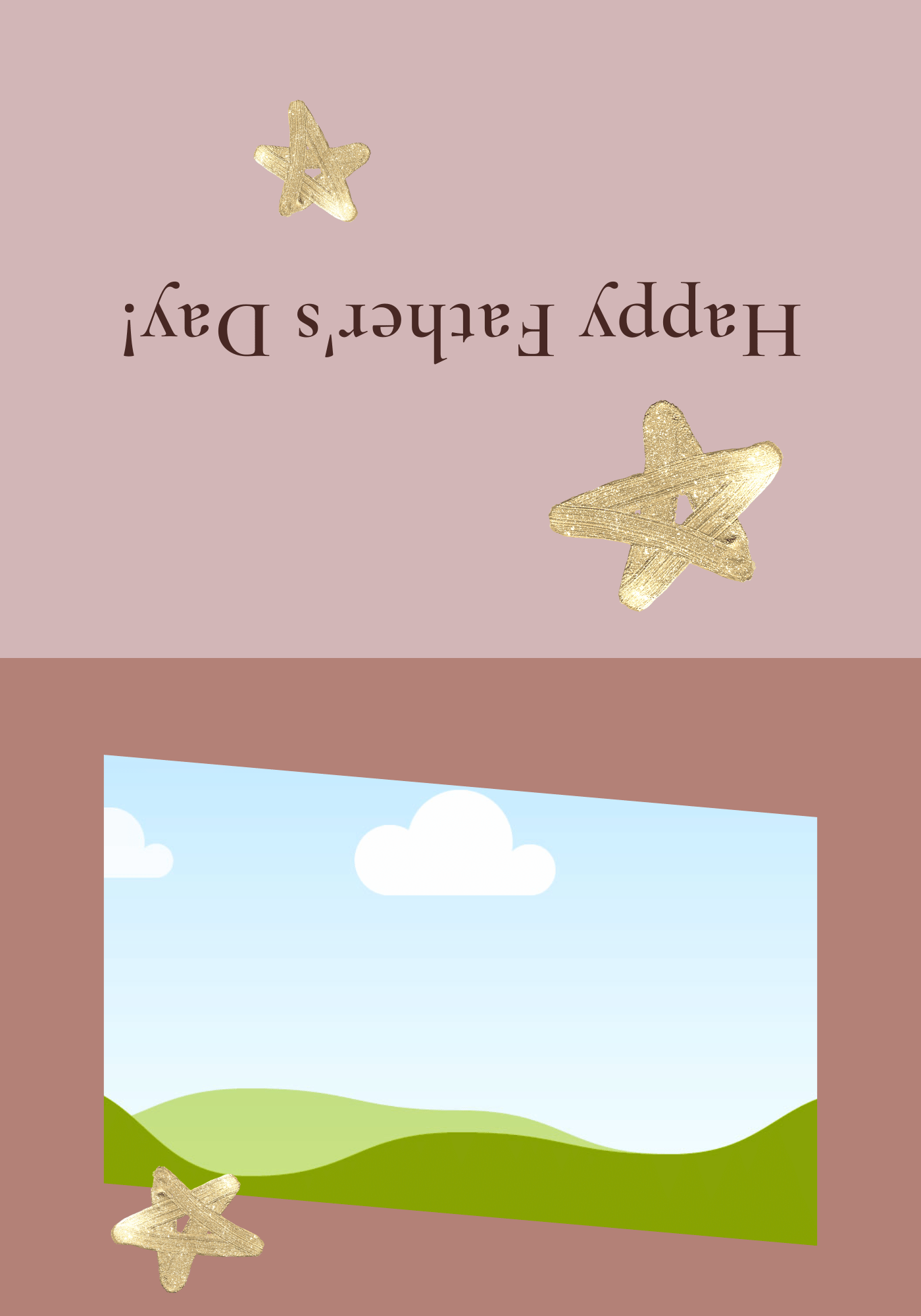 Customizable Father's Day Card Template - 'Golden Star' and Photo Frames, Landscape, outside