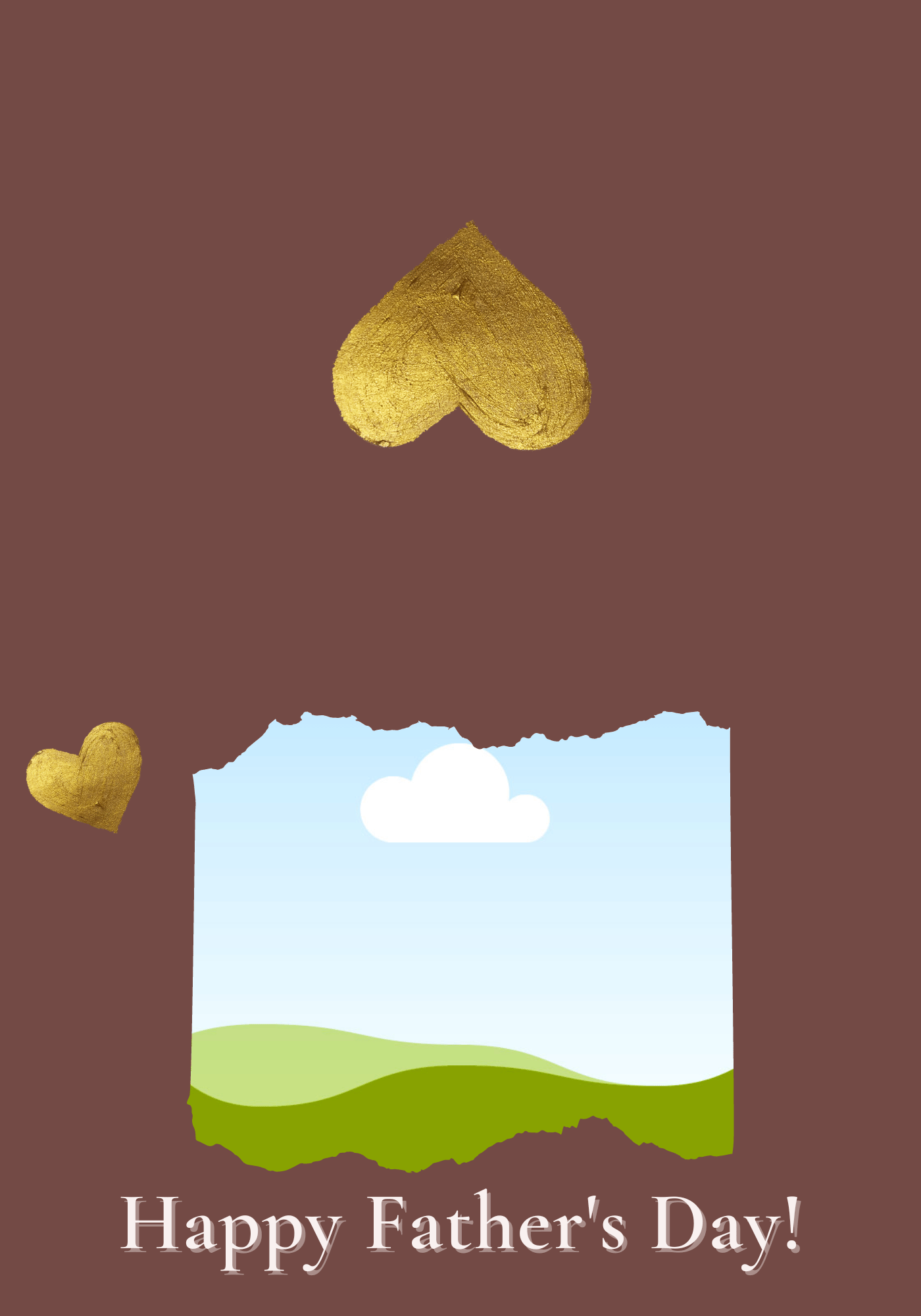 Customizable Father's Day Card Template - 'Golden Heart' and Photo Frames, Landscape, outside