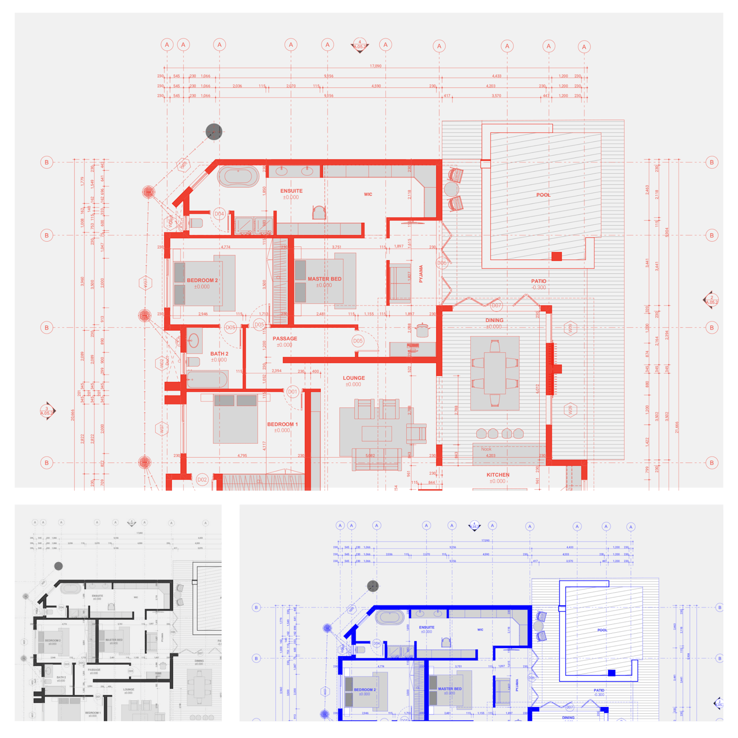 Architectural floor plan graphics_Archicad graphic override combination