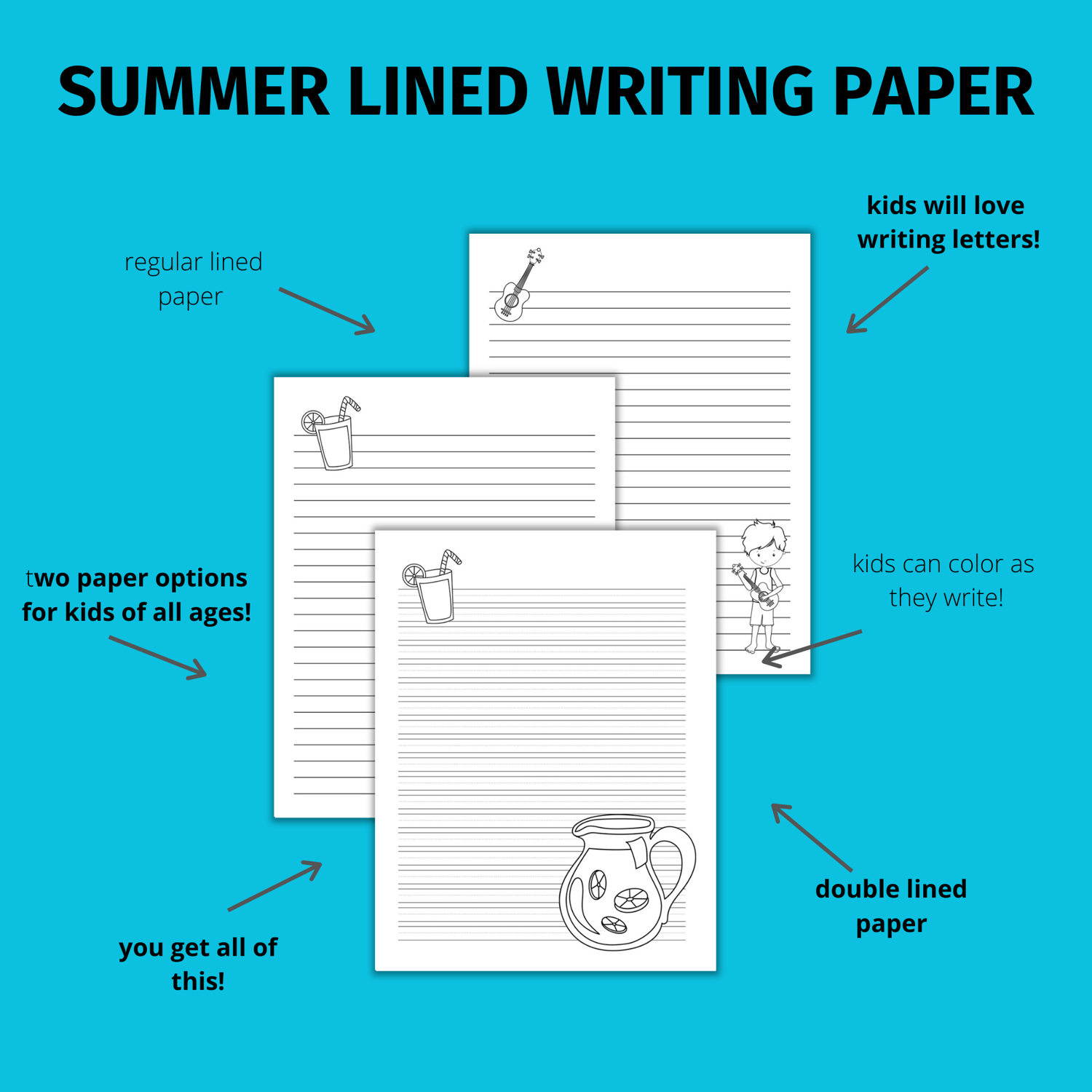 Summer Lined Writing Paper - Payhip