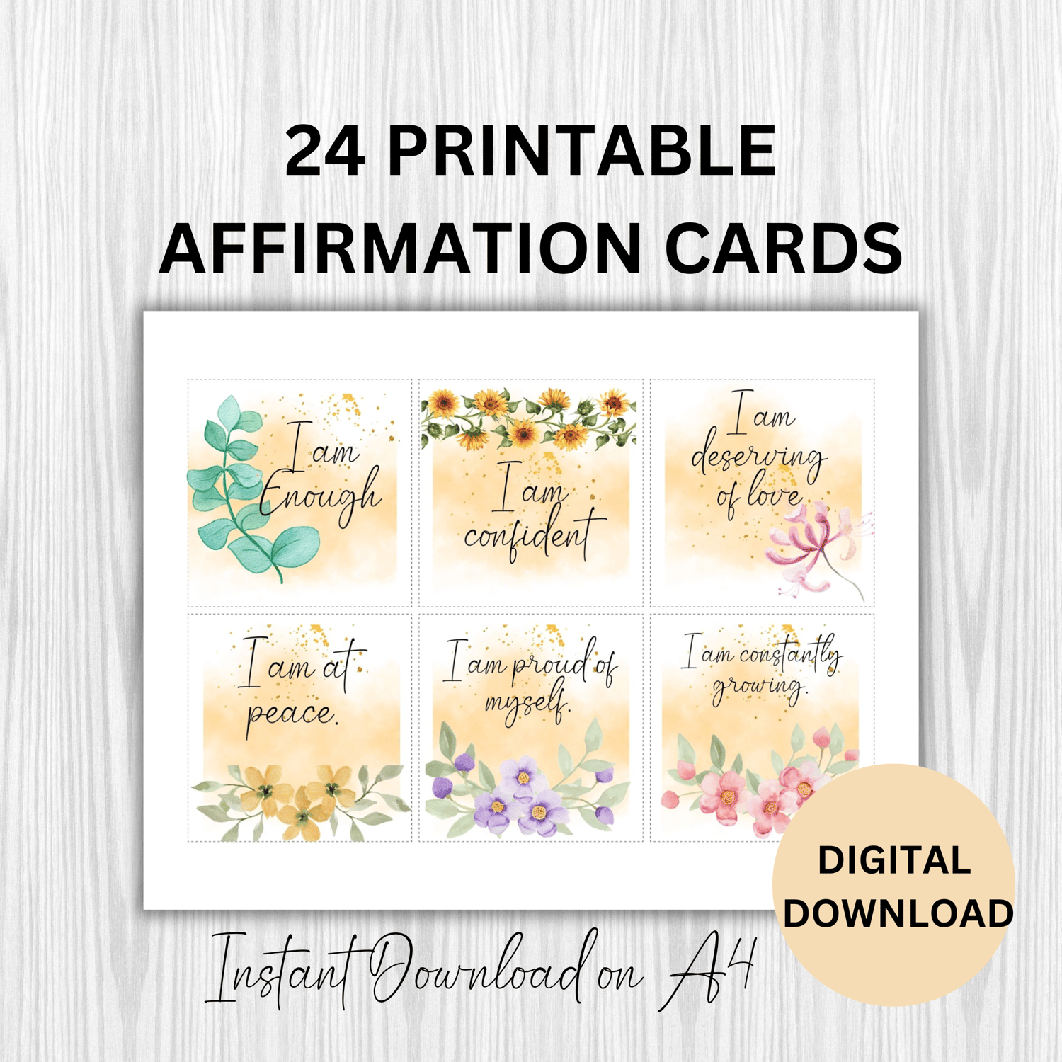 Affirmation cards template