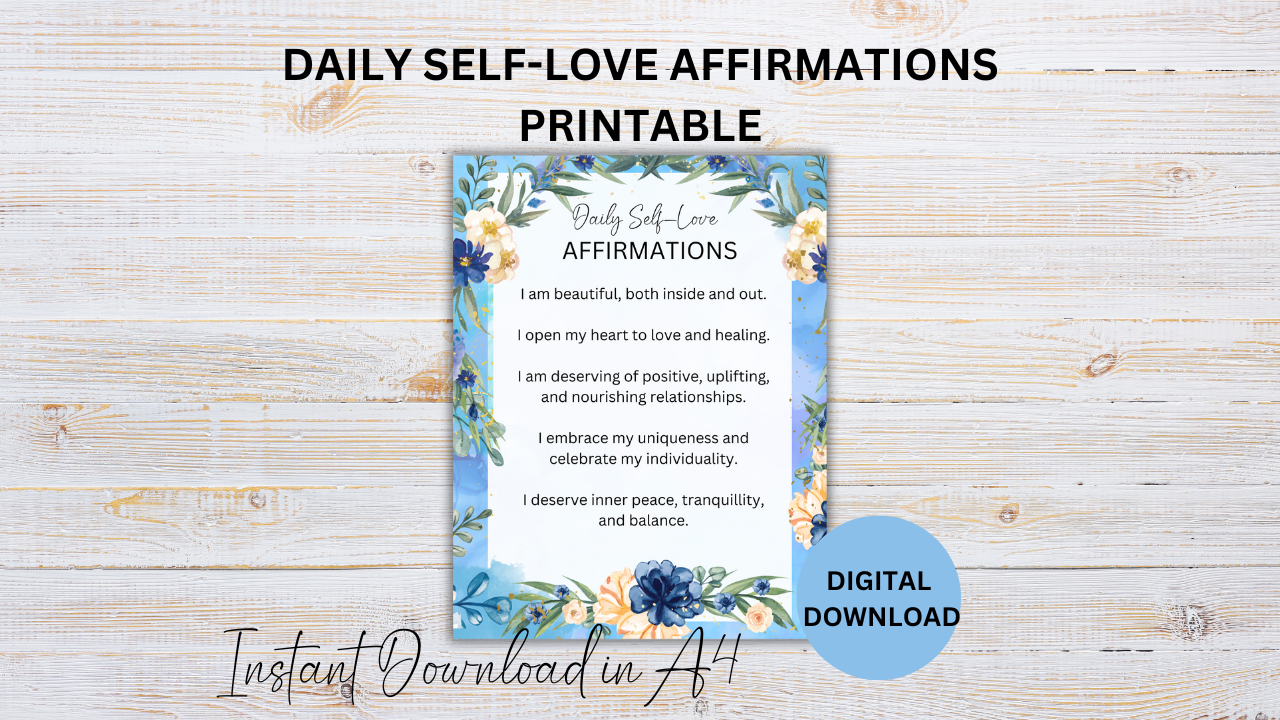 A Daily Self-Love Affirmation Printable sheet