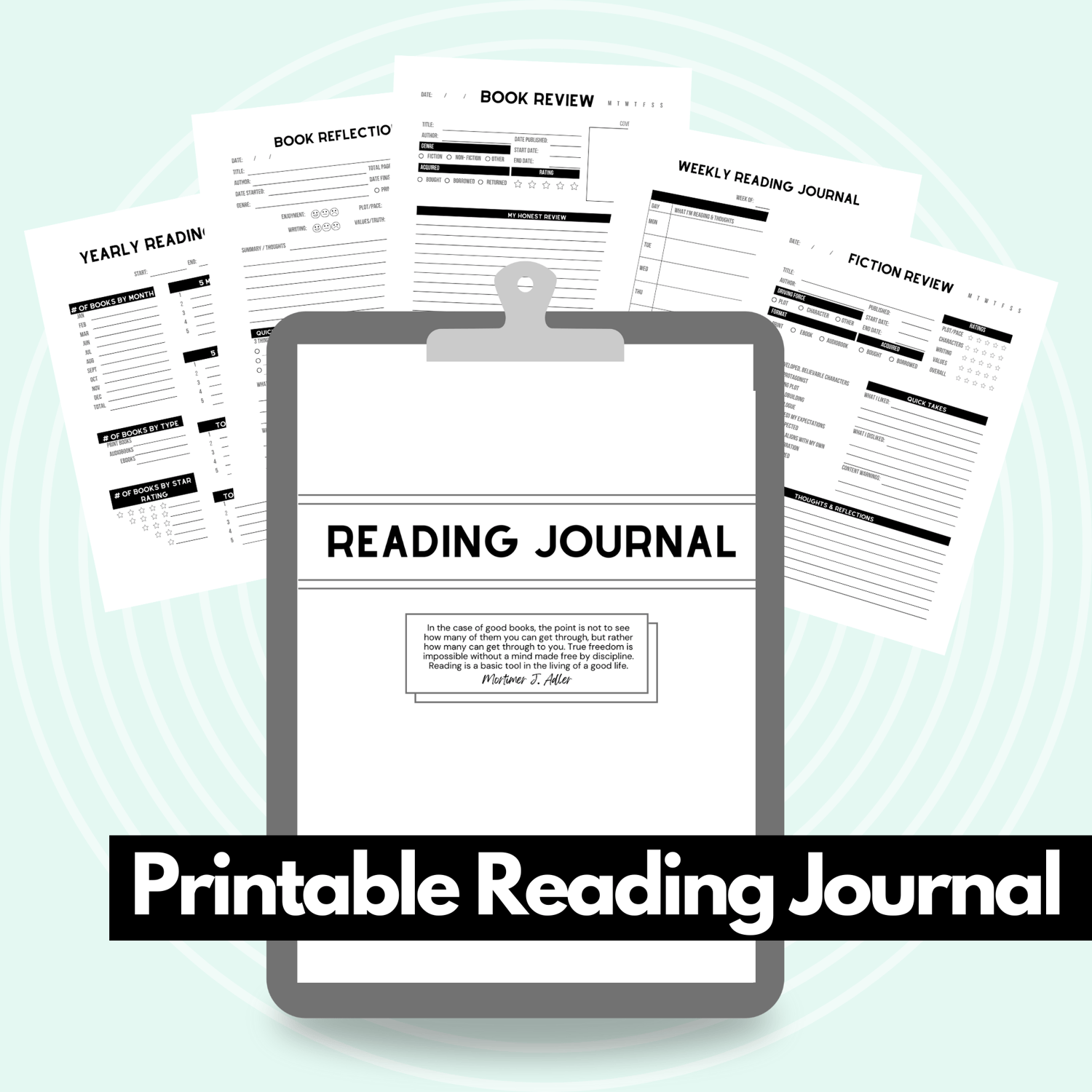Printable Reading Journal (Bare Blackline Design) - Payhip