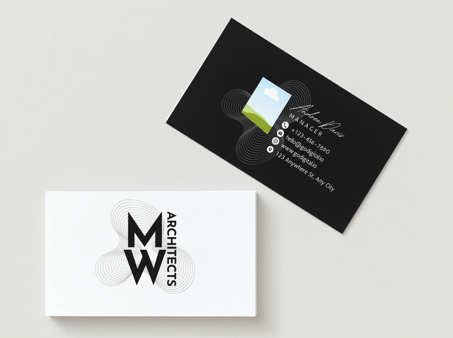 Customizable Modern Bold Initials Design Business Card Template for Canva - Small Business Branding, mock, white front