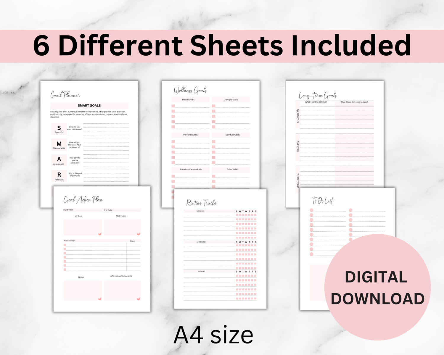 Goal Planner sheets