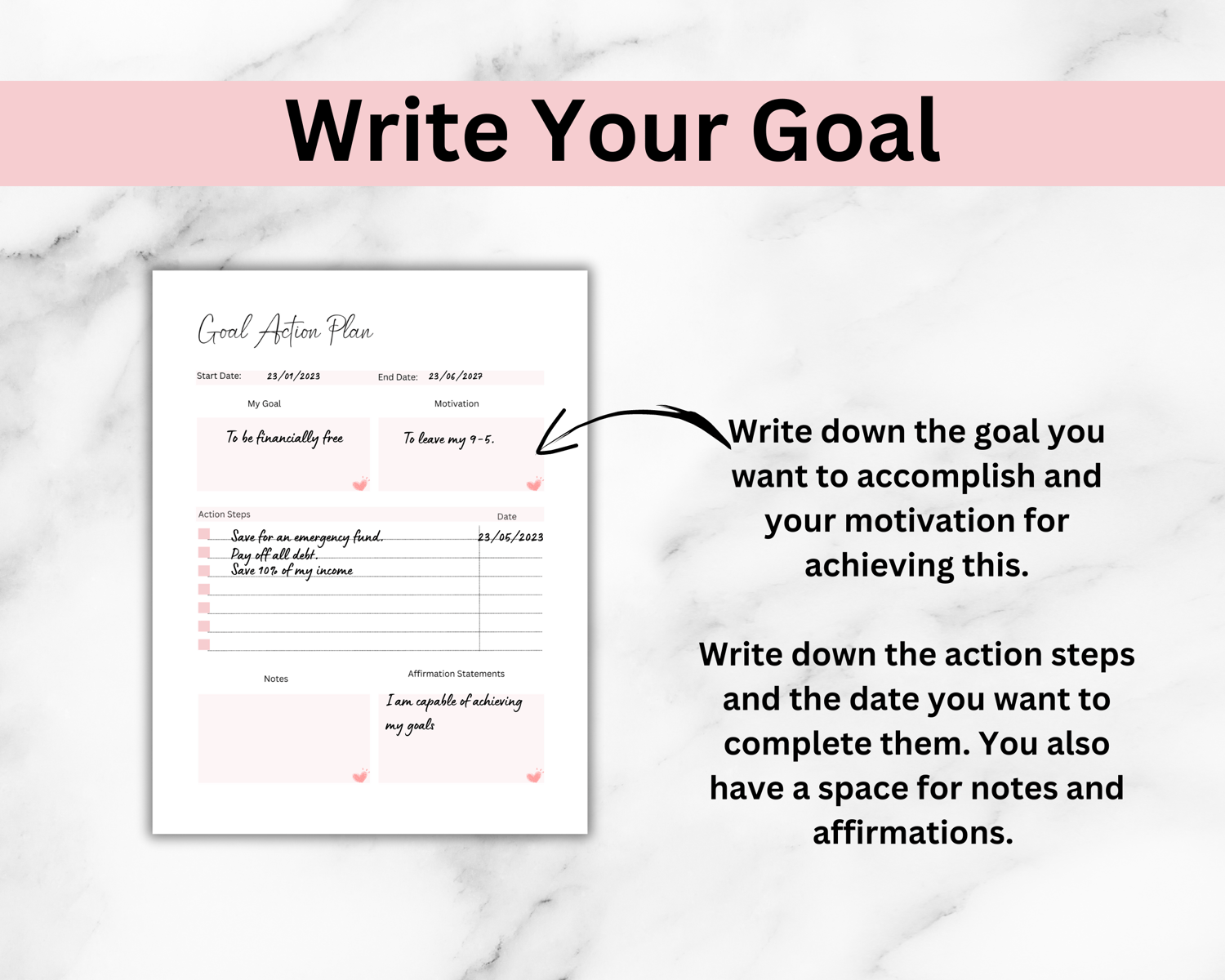 Goal Planner sheet