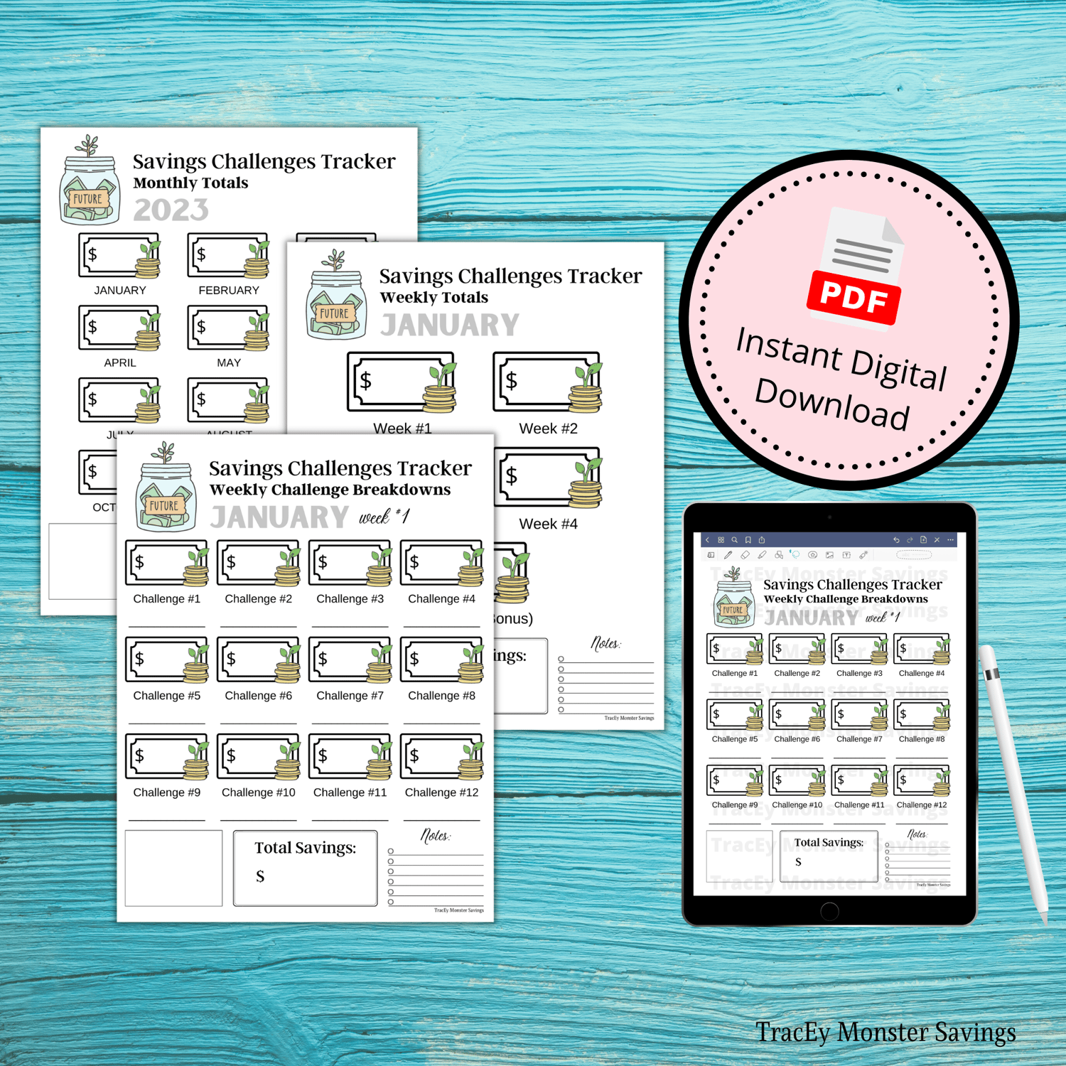 Trackers to Track Money Saved using Money Saving Challenges