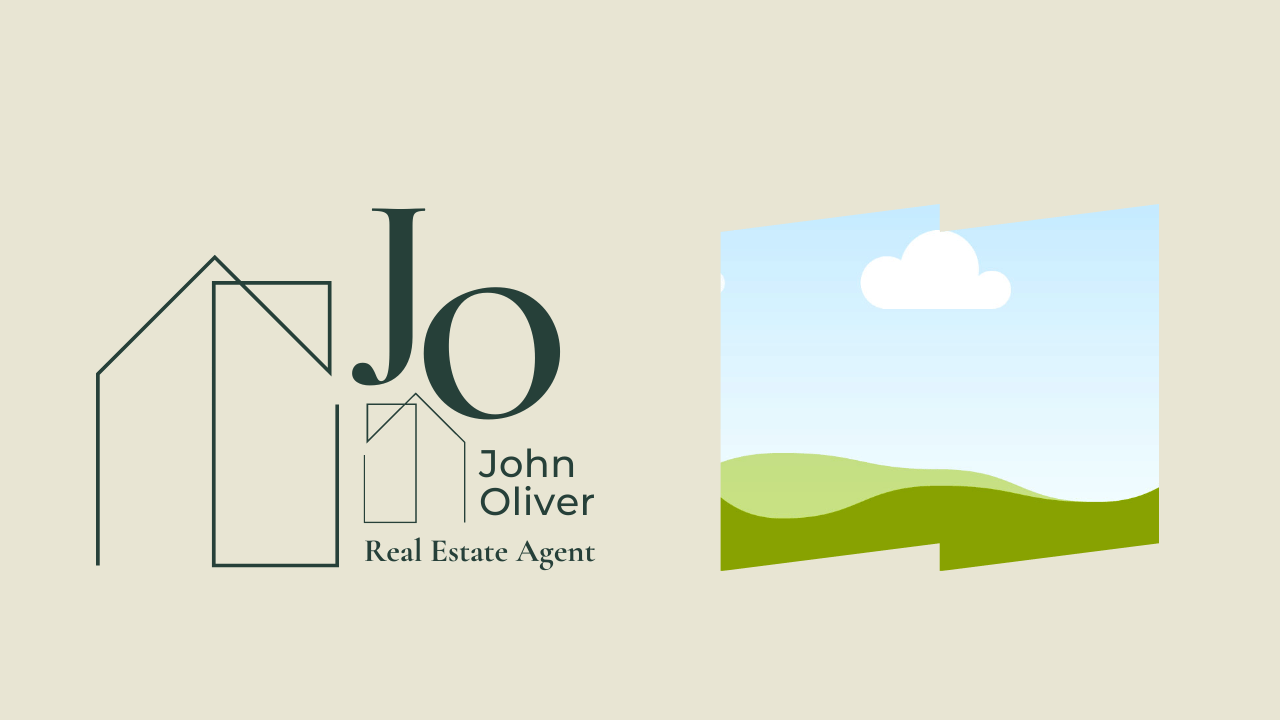 Customizable Modern, minimalist initials with house motif Zoom virtual background Template for Canva - Small Business Branding, beige