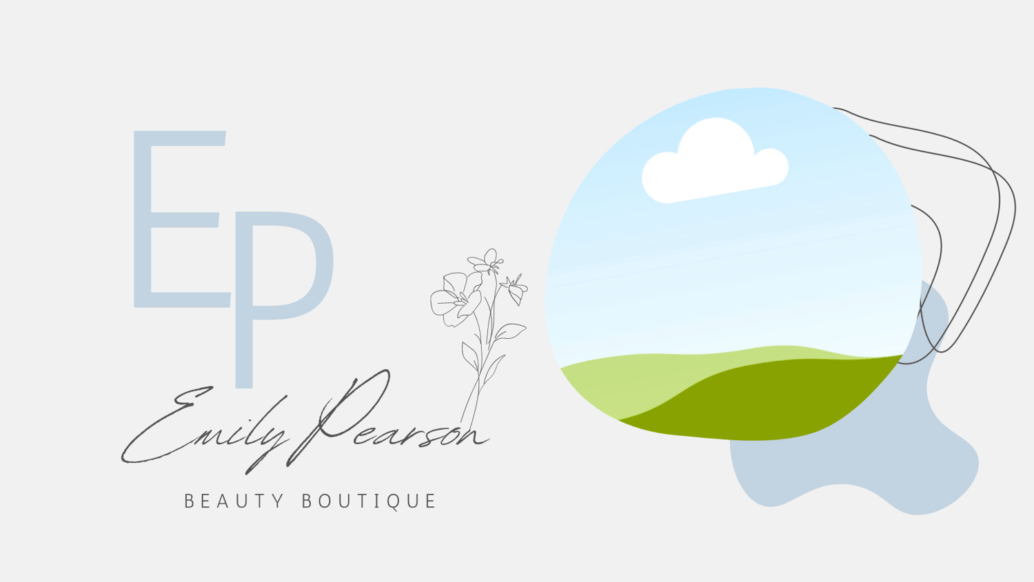 Customizable Modern initials with floral accents Facebook Cover Template for Canva - Small Business Branding, pale gray