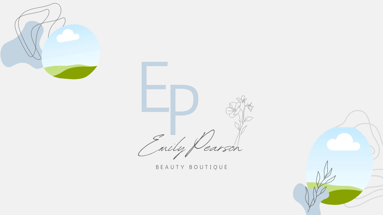 Customizable Modern initials with floral accents Zoom virtual background Template for Canva - Small Business Branding, pale gray